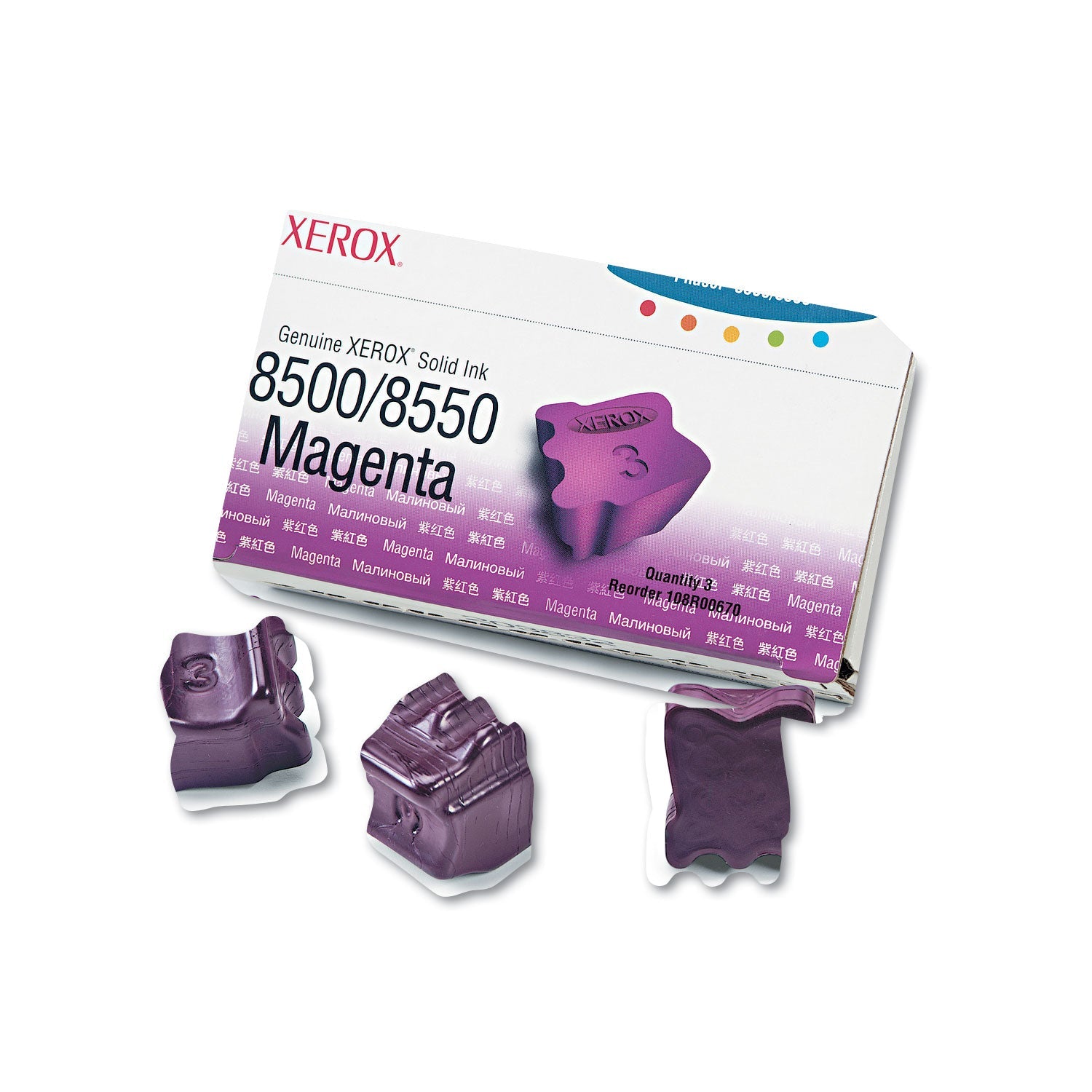 Xerox® 108r00670 Solid Ink Stick, 1,033 Page-Yield, Magenta, 3/box