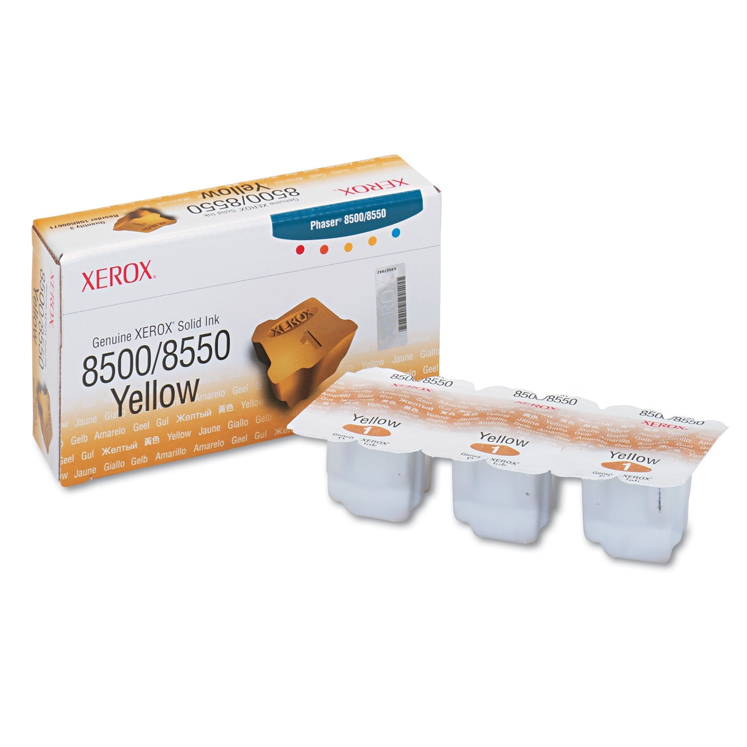 Xerox® 108r00671 Solid Ink Stick, 3,100 Page-Yield, Yellow, 3/box