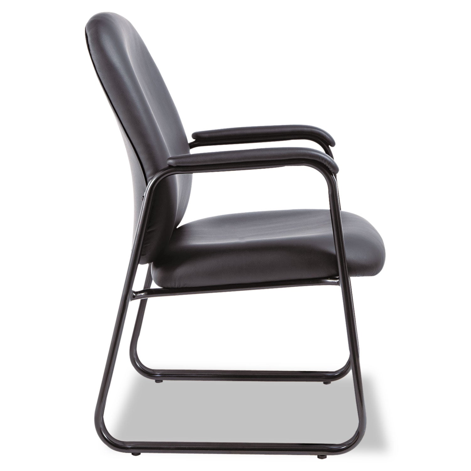 Alera® Alera Genaro Bonded Leather High-Back Guest Chair, 24.60" x 24.80" x 36.61", Black Seat, Black Back, Black Base