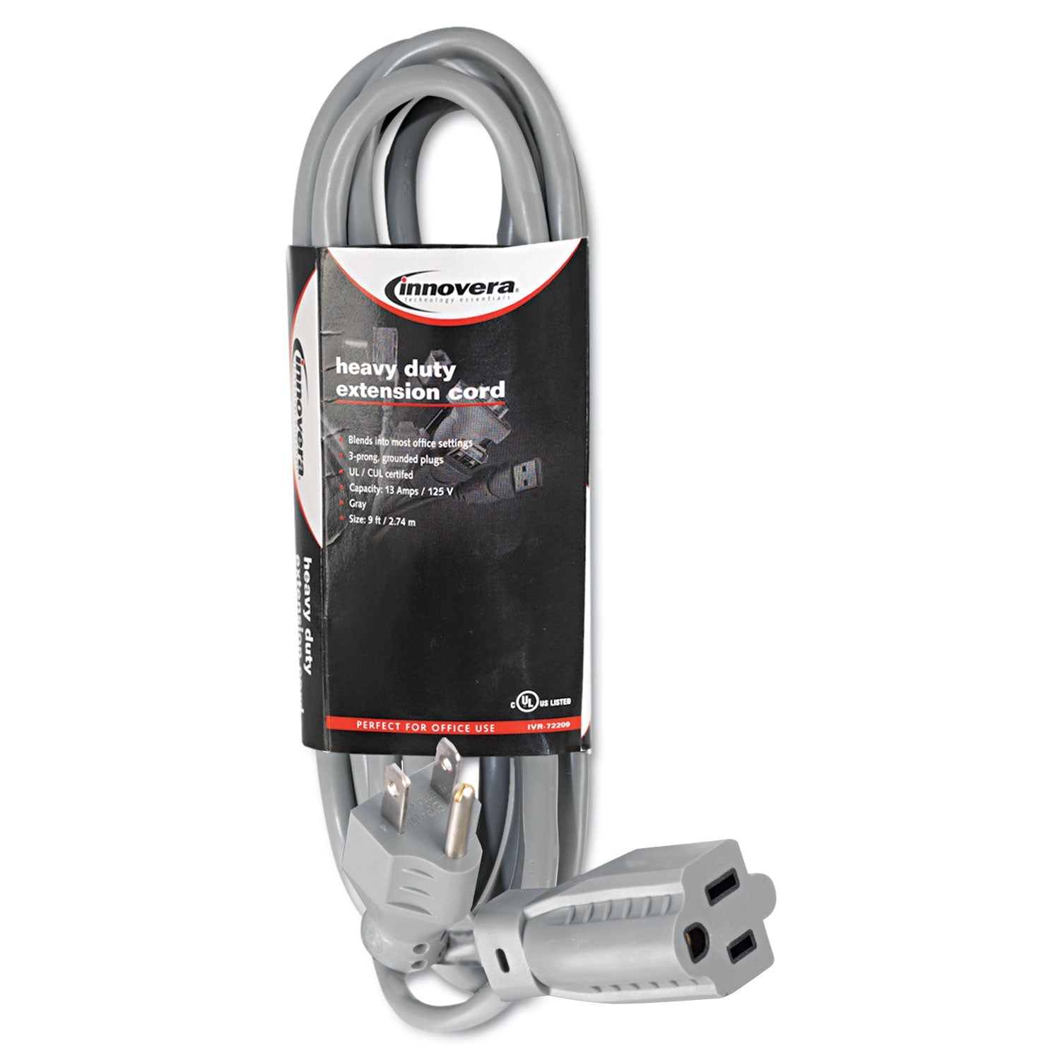 Indoor Heavy-Duty Extension Cord | 9 ft | Gray