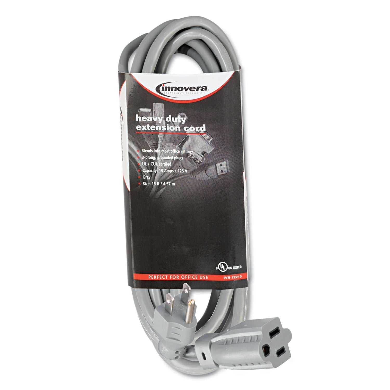 Indoor Heavy-Duty Extension Cord | 15 ft | Gray
