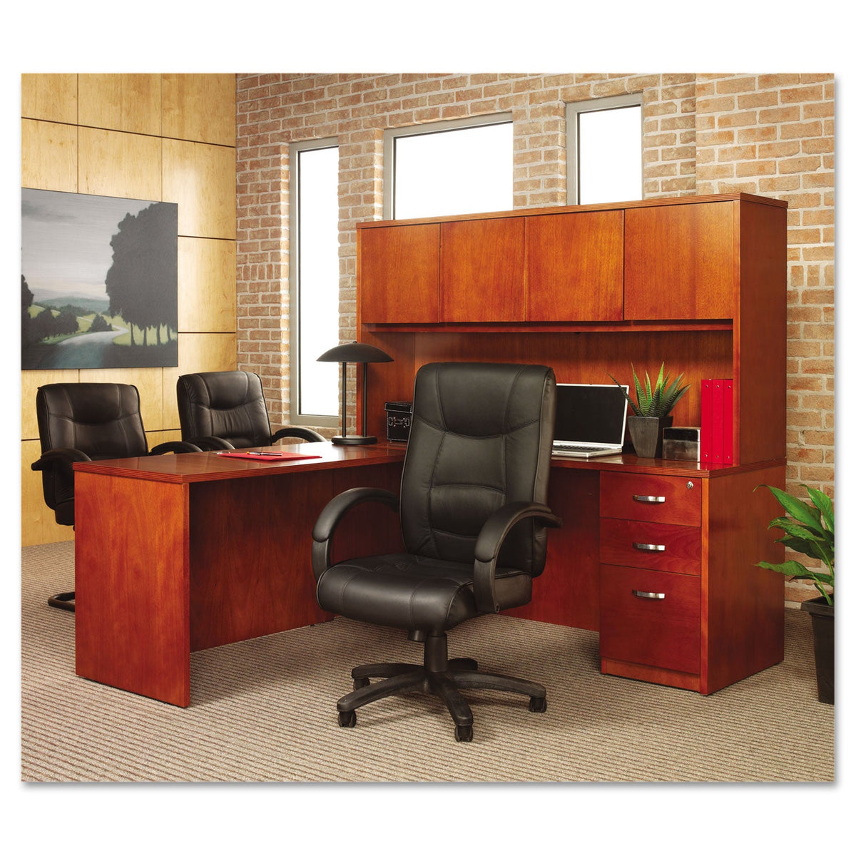 Alera® Alera Strada Series High-Back Swivel/tilt Top-Grain Leather Chair, Supports Up To 275 Lb, 17.91" To 21.85" Seat Height, Black
