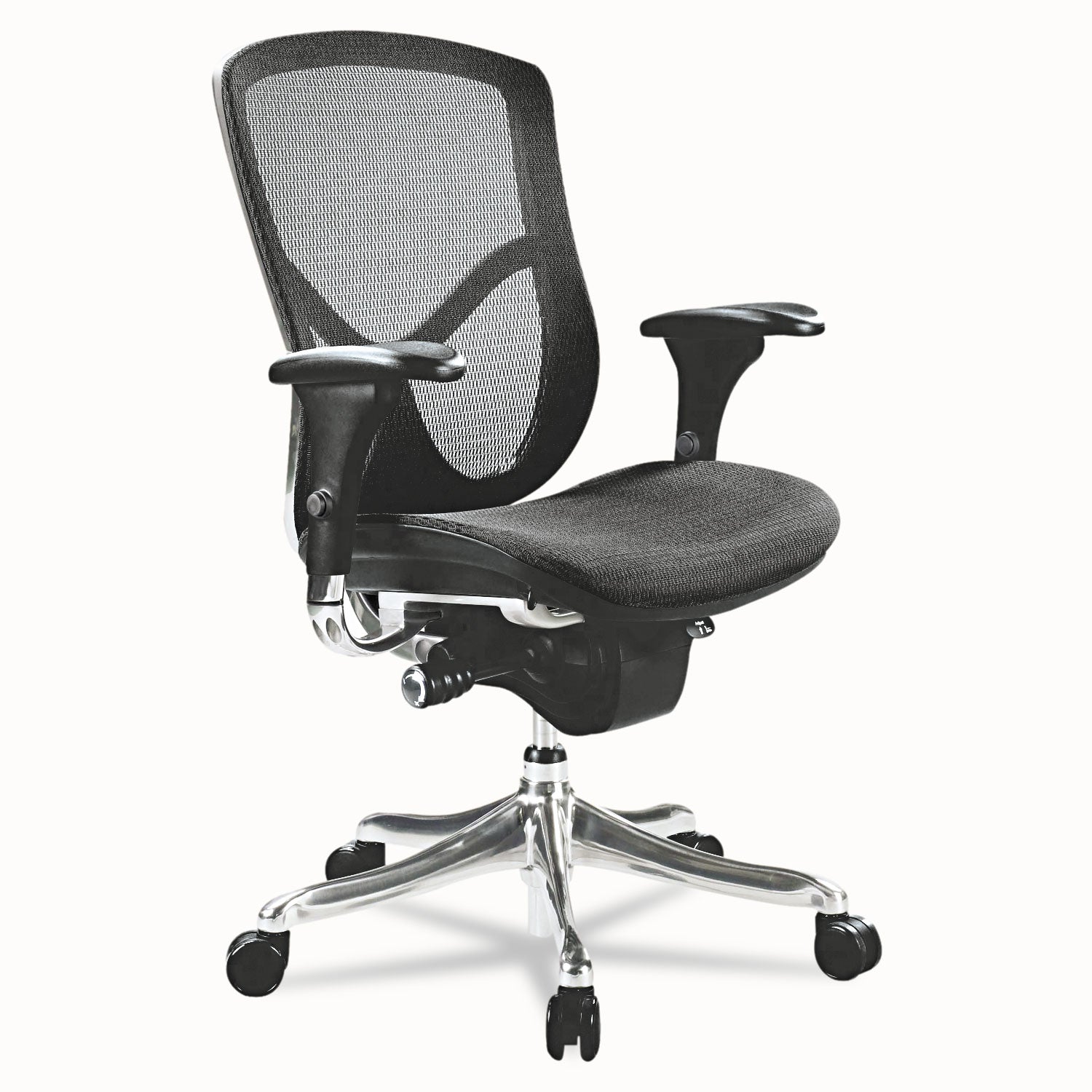 Alera® Alera Eq Series Ergonomic Multifunction Mid-Back Mesh Chair, Supports Up To 250 Lb, Black Seat/back, Aluminum Base