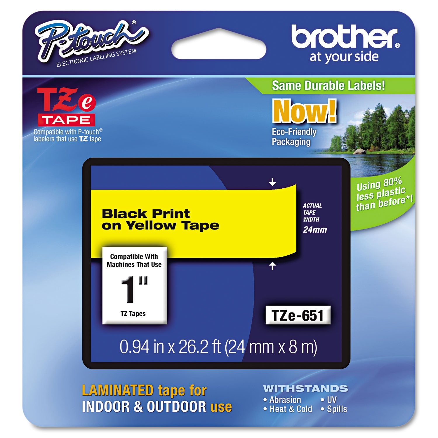 P-Touch Standard Laminated Labeling Tape | Blk/Ylw