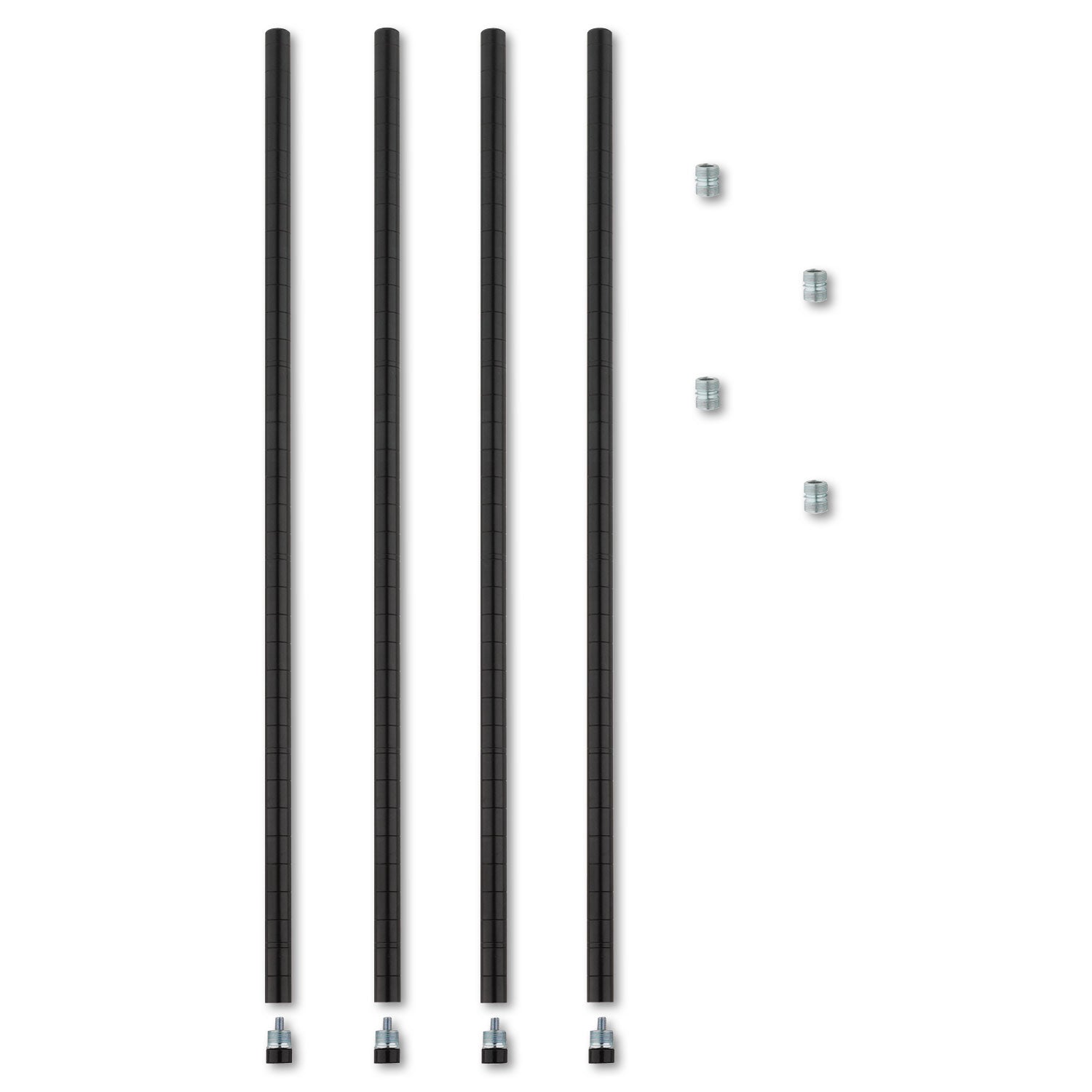 Alera® Stackable Posts For Wire Shelving, 36 "high, Black, 4/pack