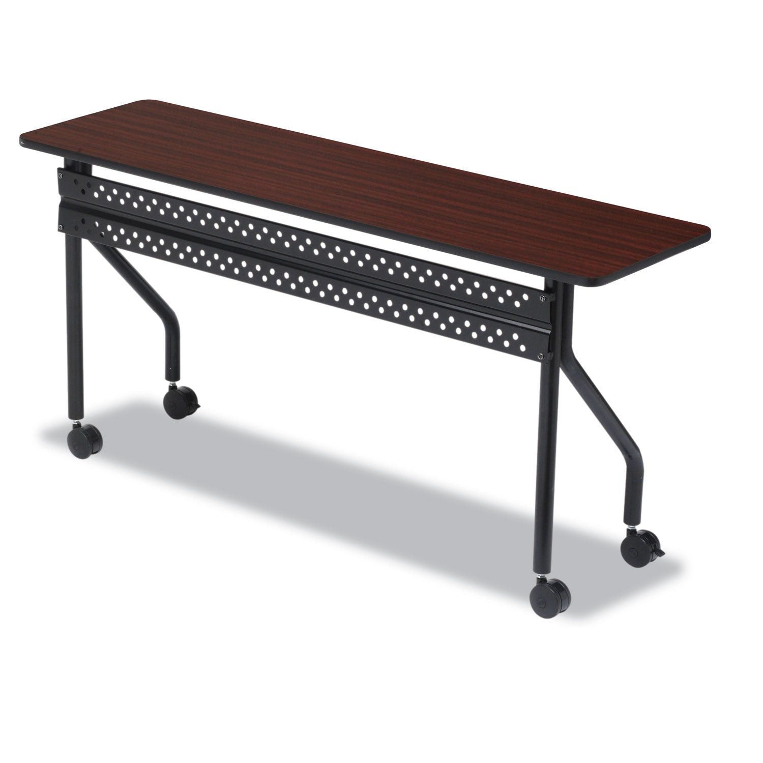 Iceberg OfficeWorks Mobile Training Table, Rectangular, 72" x 18" x 29", Mahogany/Black