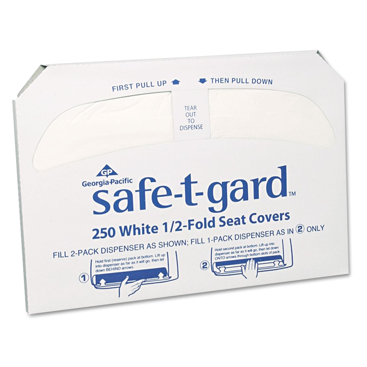 Georgia Pacific® Professional Safe-T-Gard Half-Fold Toilet Seat Covers, 14.5 X 17, White, 250/pack, 20 Packs/carton