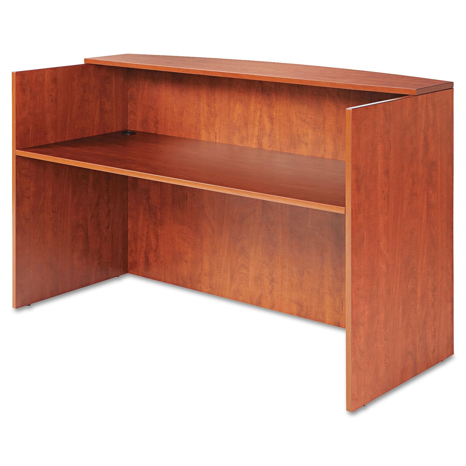 Alera® Alera Valencia Series Reception Desk With Transaction Counter, 71" X 35.5" X 29.5" To 42.5", Medium Cherry