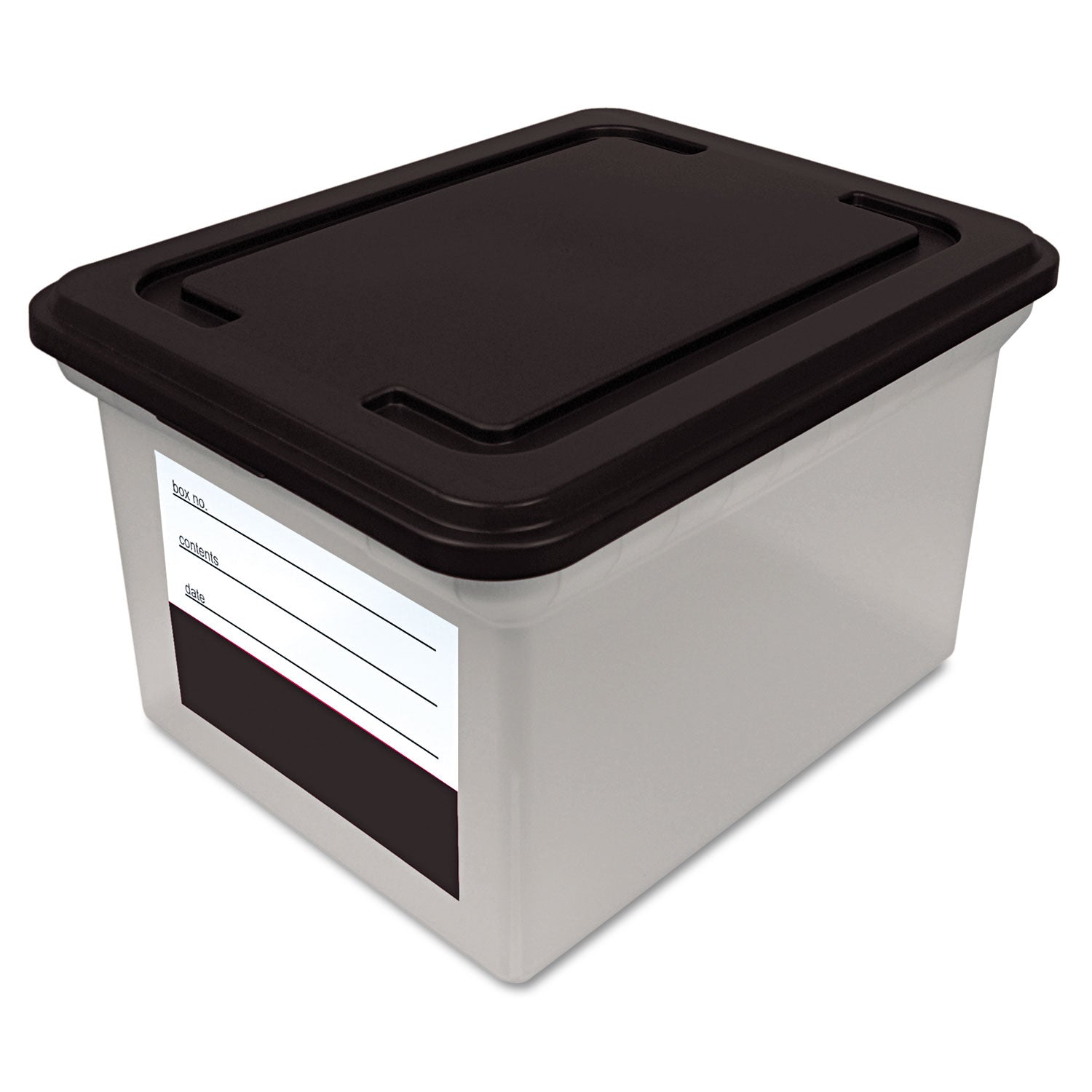 Innovative Storage Designs File Tote With Contents Label, Letter/legal Files, 17.75" X 14" X 10.25", Clear/black