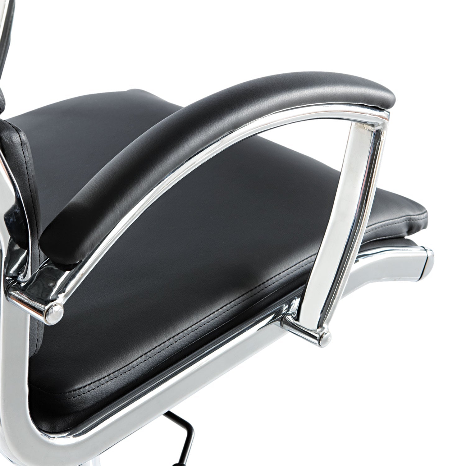 Alera® Alera Neratoli High-Back Slim Profile Chair, Faux Leather, 275 Lb Cap, 17.32" To 21.25" Seat Height, Black Seat/back, Chrome