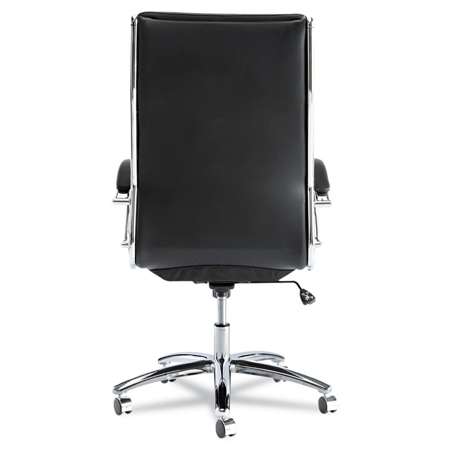 Alera® Alera Neratoli High-Back Slim Profile Chair, Faux Leather, 275 Lb Cap, 17.32" To 21.25" Seat Height, Black Seat/back, Chrome