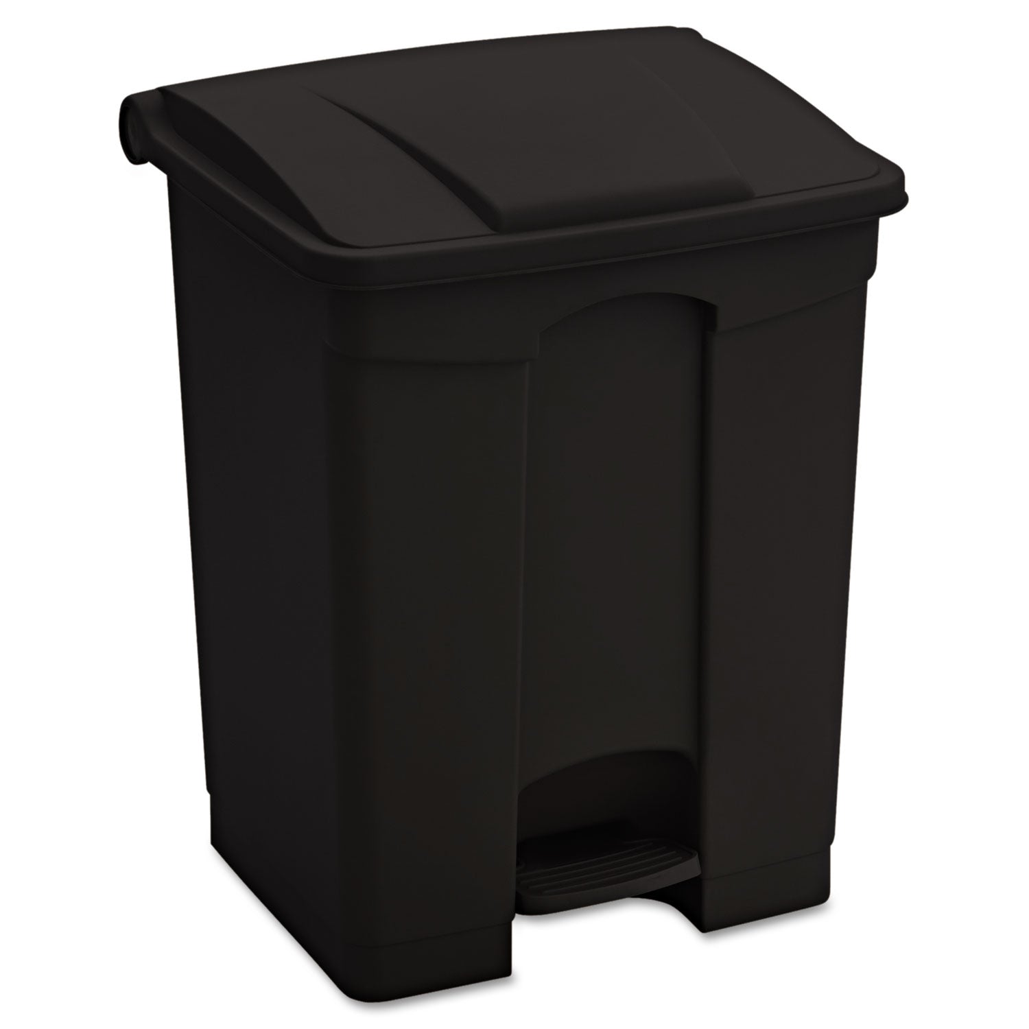 Safco® Large Capacity Plastic Step-On Receptacle, 17 gal, Plastic, Black