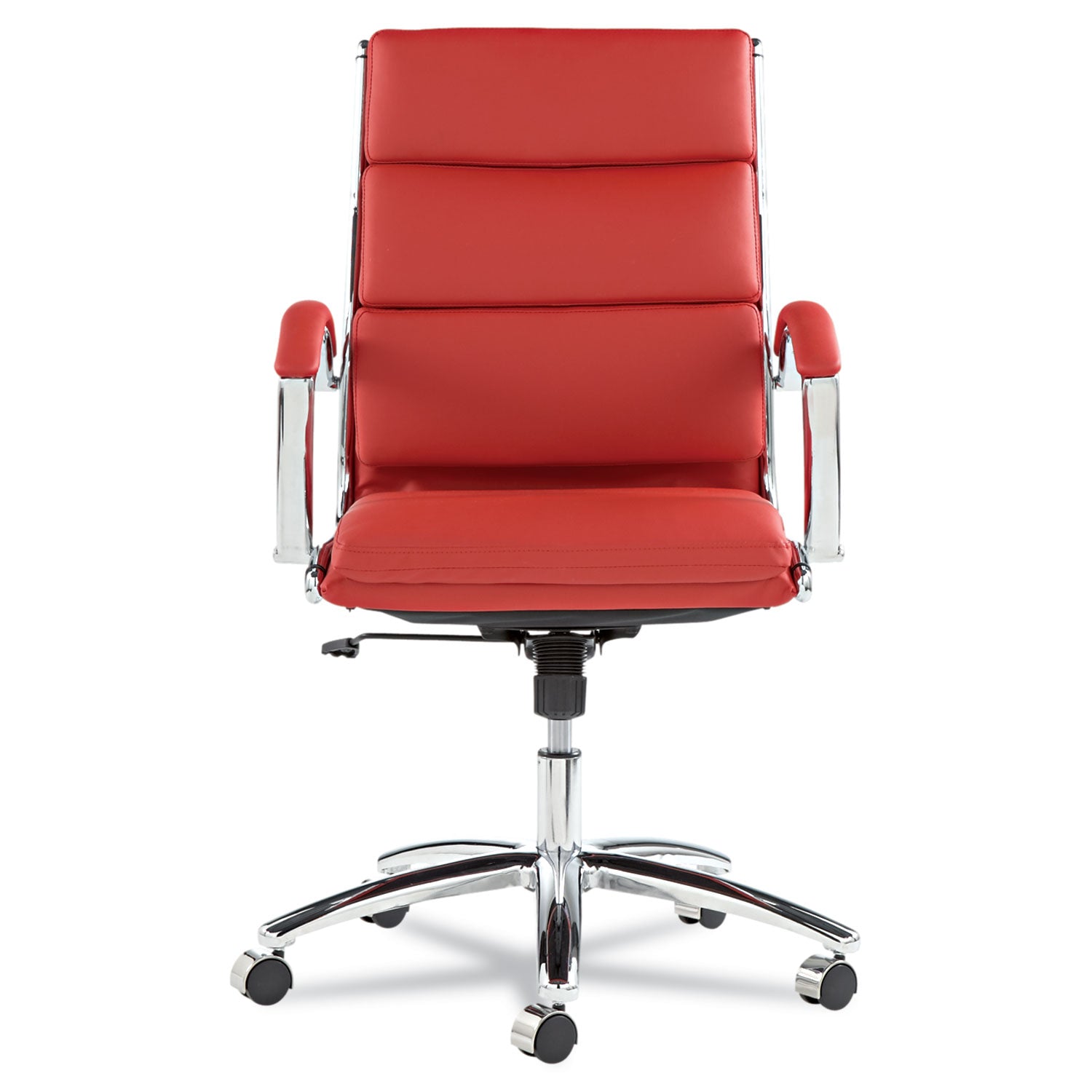 Alera® Alera Neratoli Mid-Back Slim Profile Chair, Faux Leather, Supports Up To 275 Lb, Red Seat/back, Chrome Base