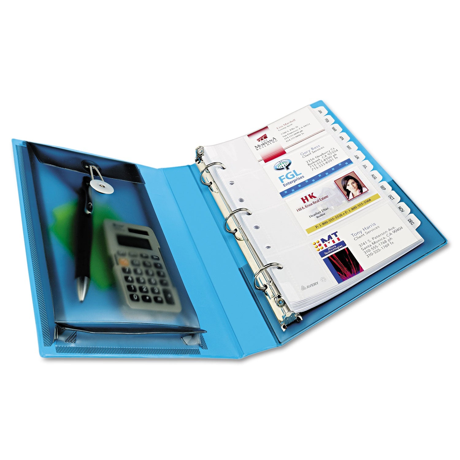 Avery® Mini Size Protect And Store View Binder With Round Rings, 3 Rings, 1" Capacity, 8.5 X 5.5, Blue