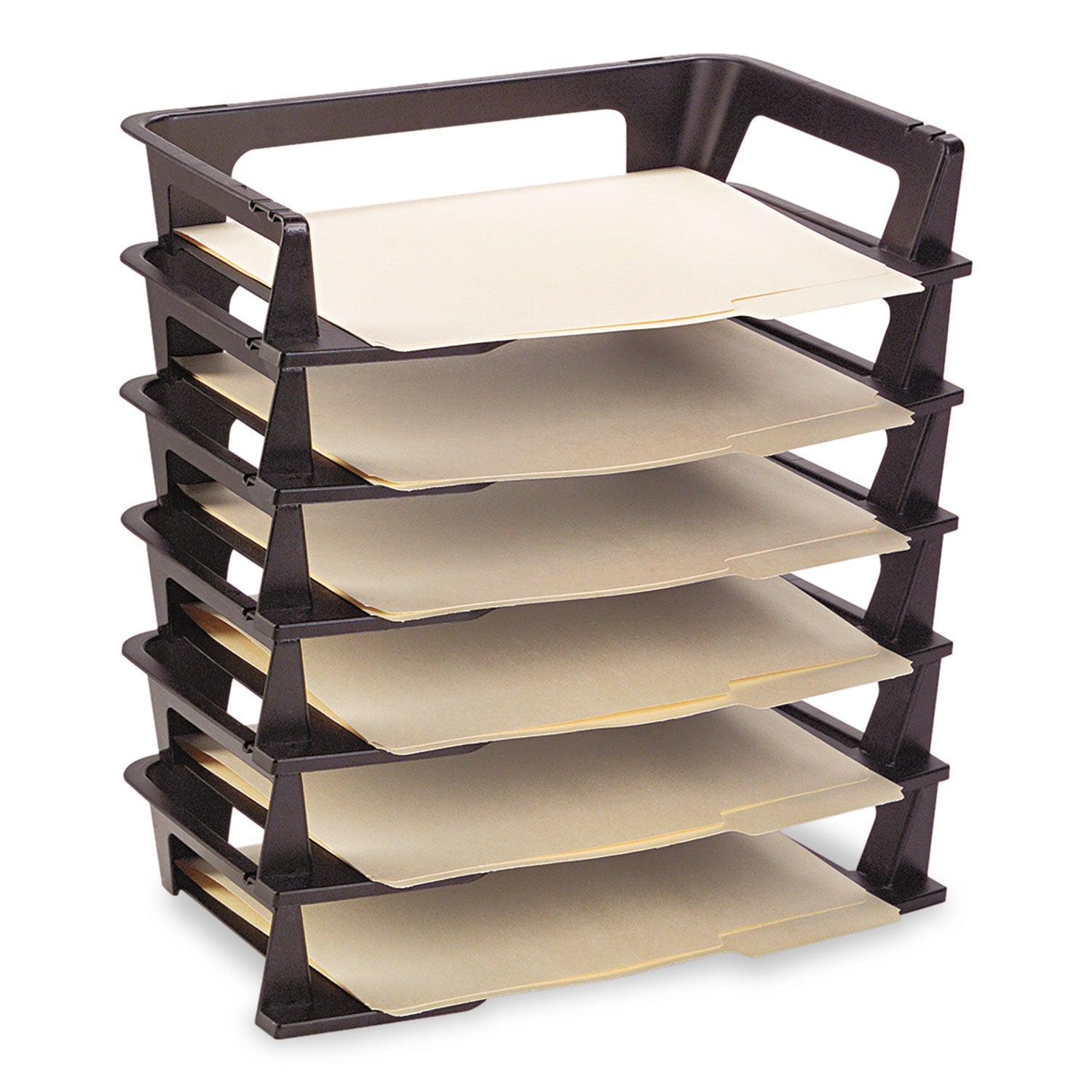 Rubbermaid® Regeneration Recycled Plastic Letter Tray, 6 Sections, Letter Size Files, 9.13" X 15.25" X 2.75", Black