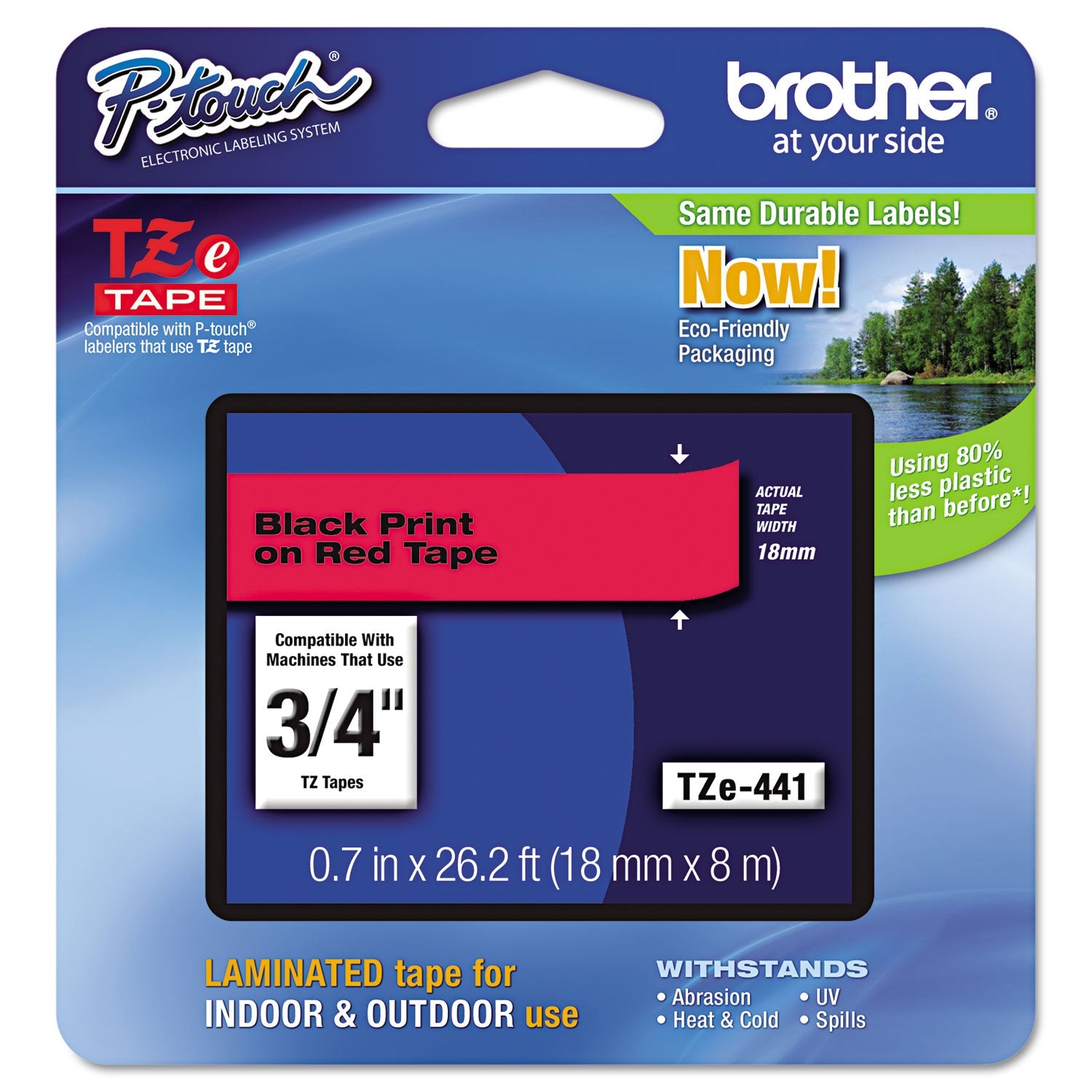 P-Touch Standard Laminated Label Tape | Blk on Red