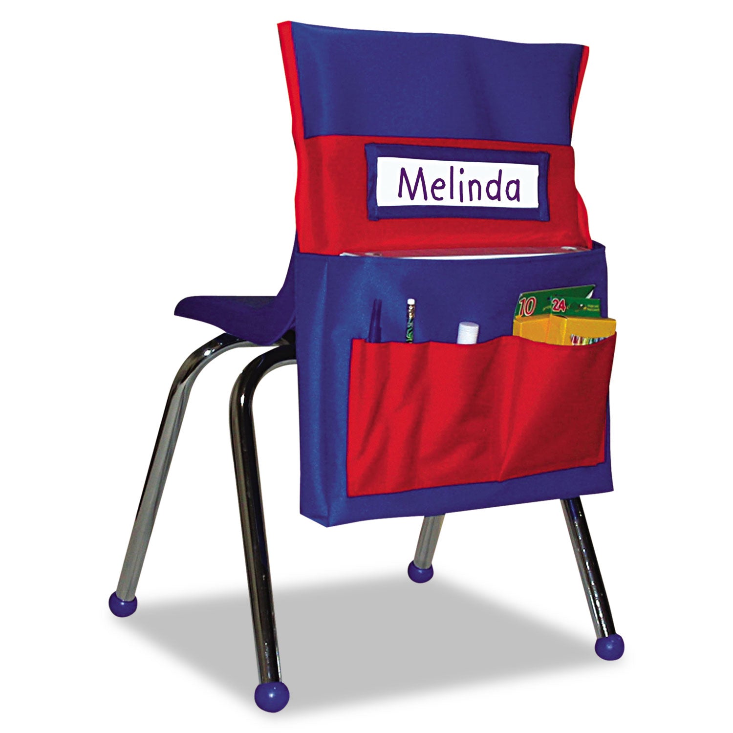 Chairback Buddy Pocket Chart | 7-Pocket, Blue/Red
