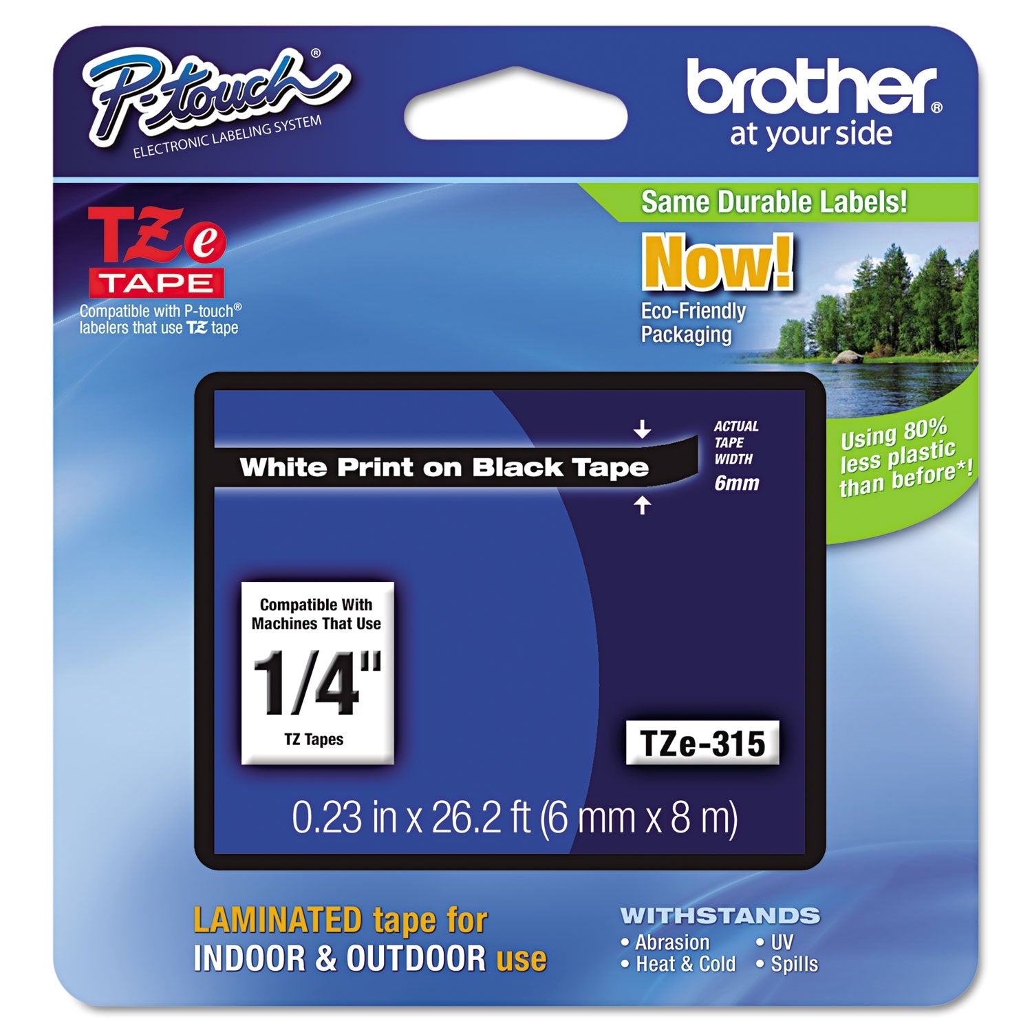 Laminated Labeling Tape | P-Touch, Black/White