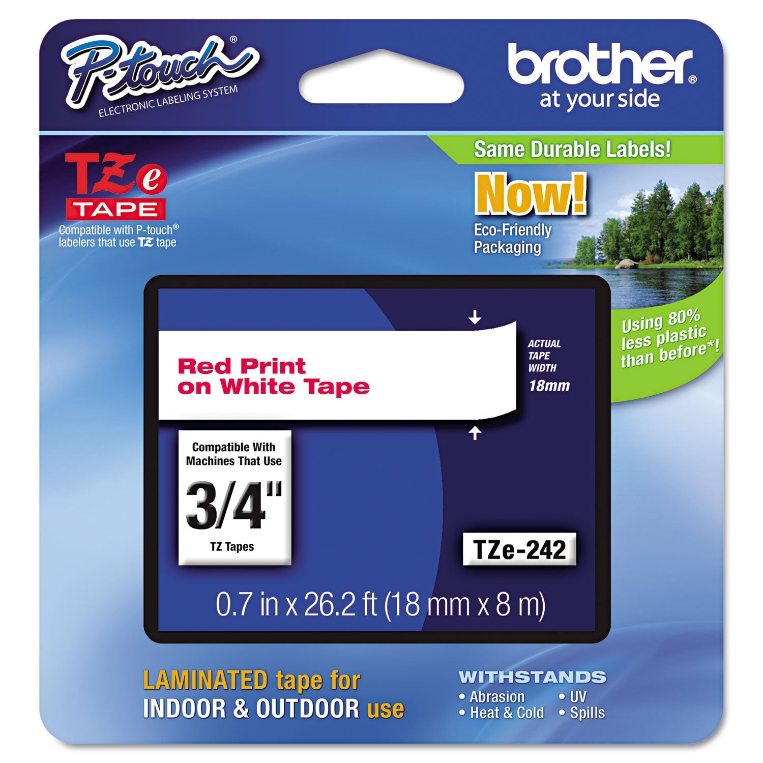 Laminated Labeling Tape | 0.7" Red/White
