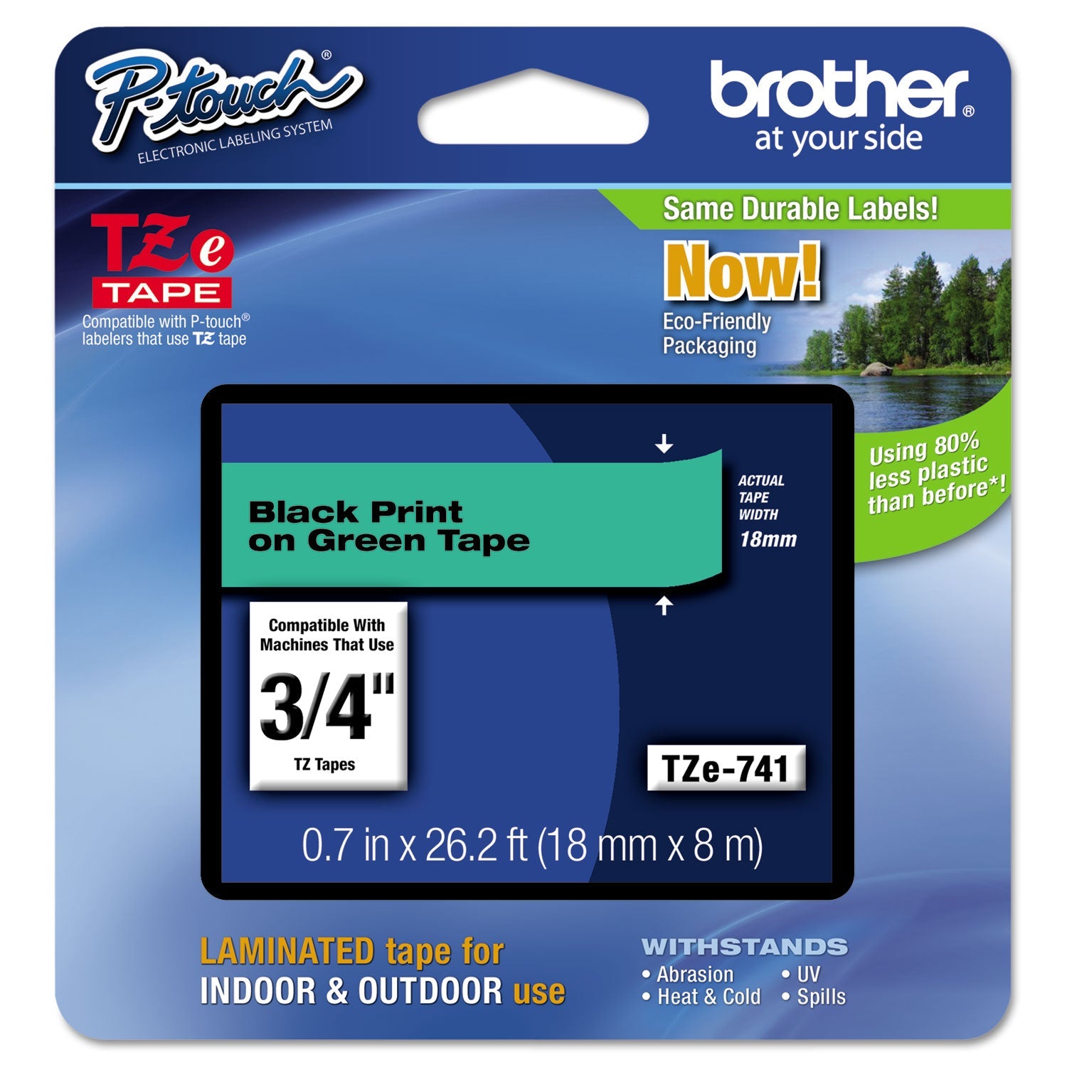 Laminated Labeling Tape | 0.7" Black/Green