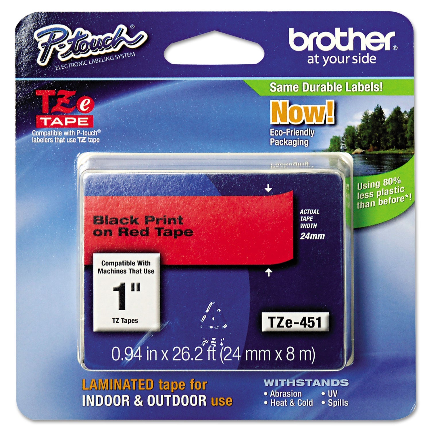 P-Touch Standard Laminated Label Tape | Blk on Red
