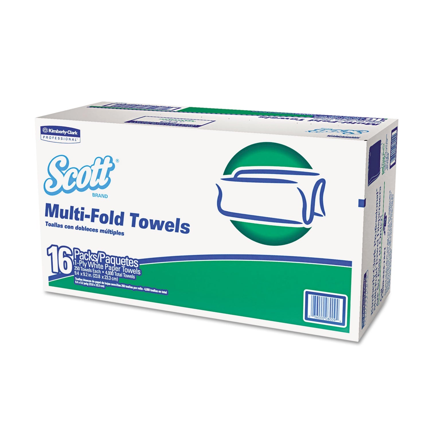 Scott® Multi-Fold Towels, Absorbency Pockets, 1-Ply, 9.2 X 9.4, 250/pack, 16 Packs/carton