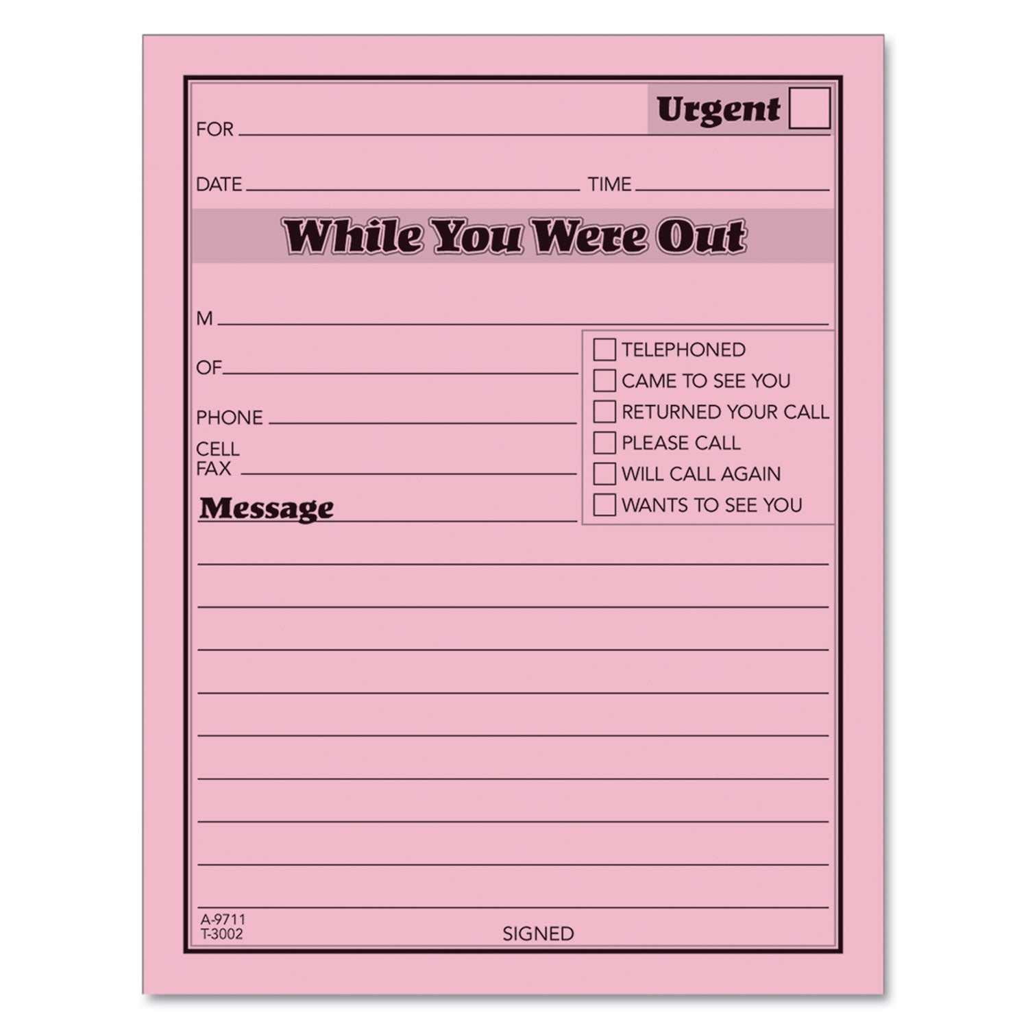 TOPS™ Pink Message Pad, One-Part (No Copies), 4.25 x 5.5, 50 Forms/Pad, 12 Pads/Pack