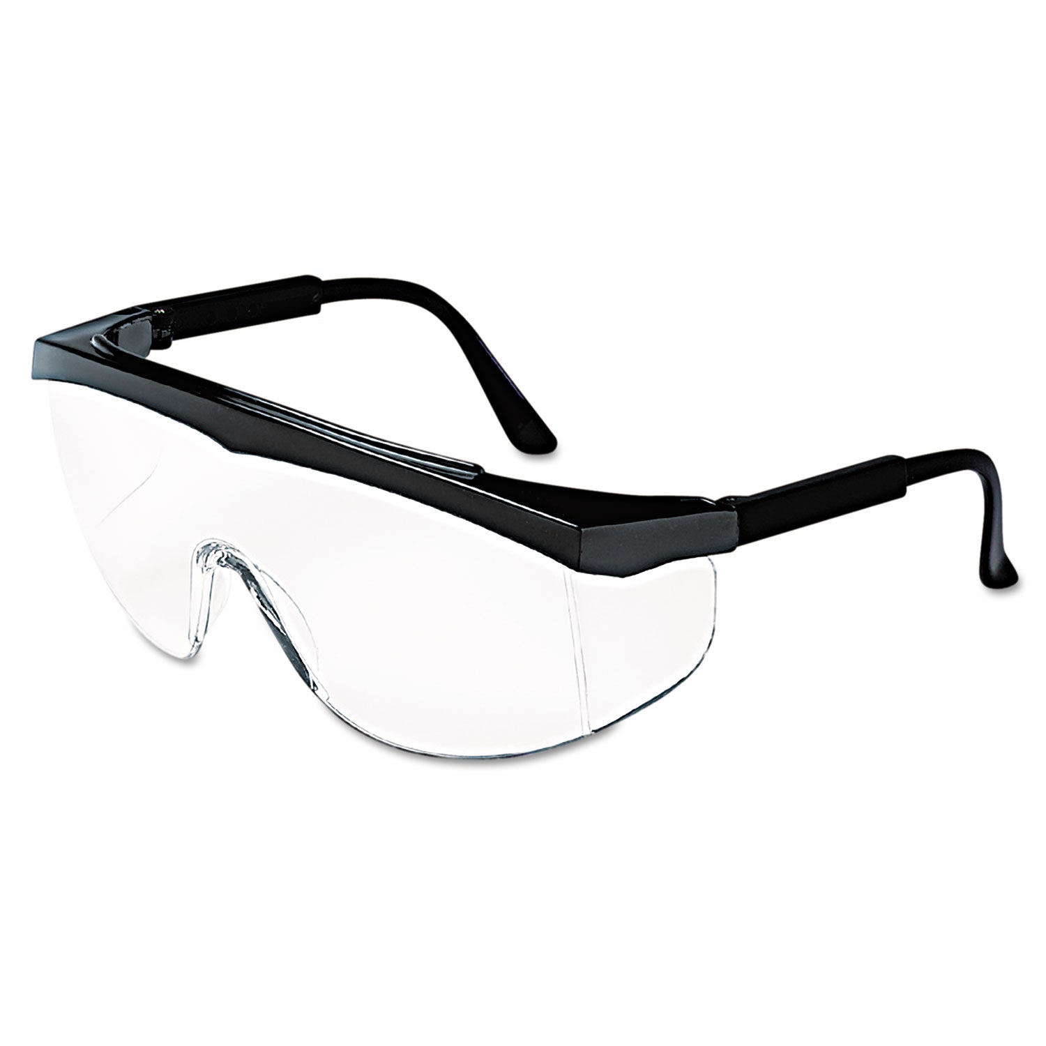MCR™ Safety Stratos Safety Glasses, Black Frame, Clear Lens, 12/box