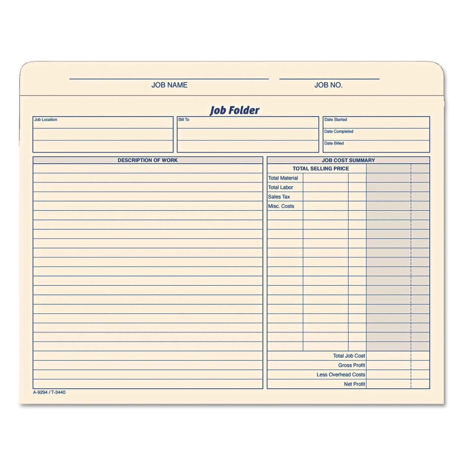 TOPS™ Job Folder, Straight Tabs, Letter Size, Manila, 20/Pack