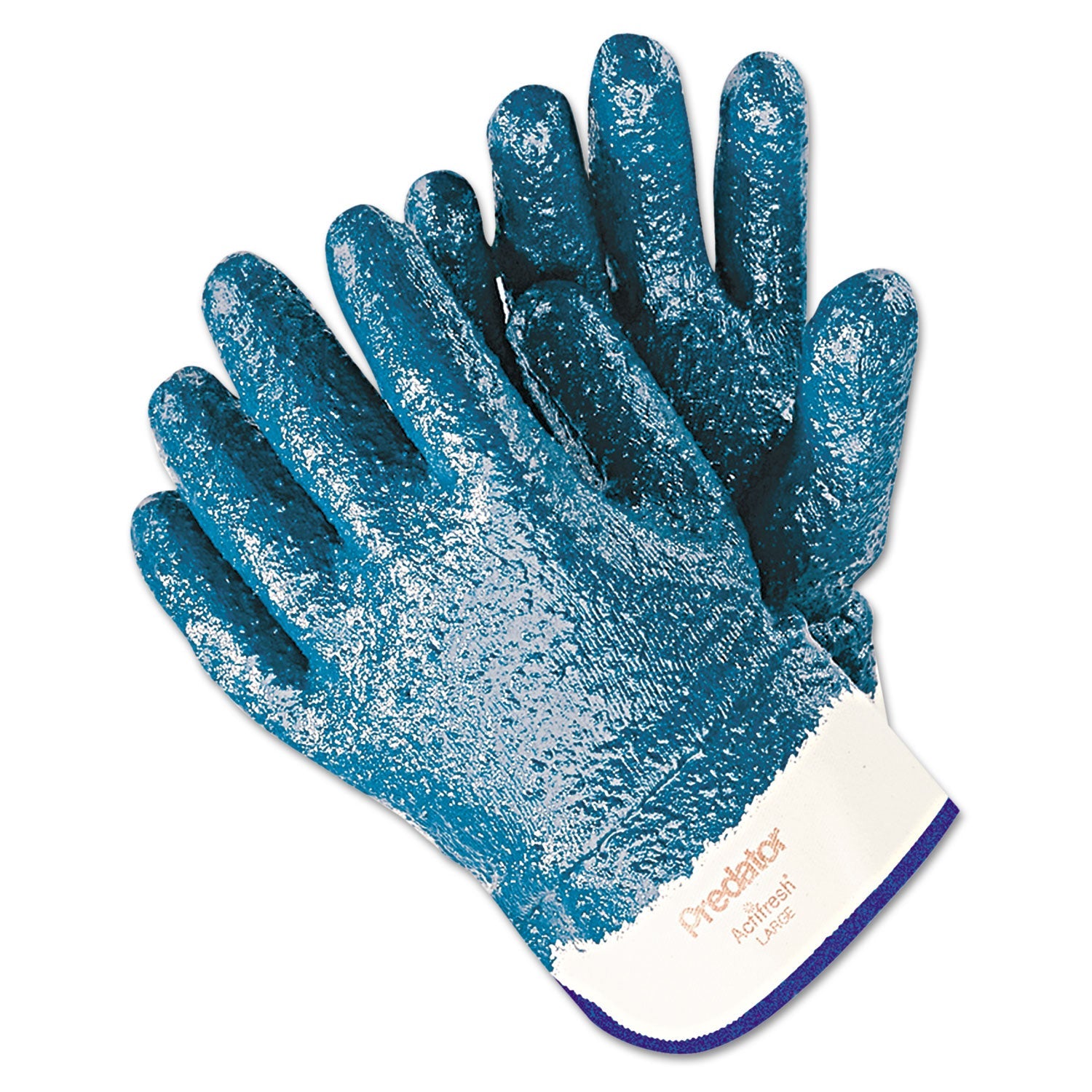 MCR™ Safety Predator Premium Nitrile-Coated Gloves, Blue/white, Large, 12 Pairs