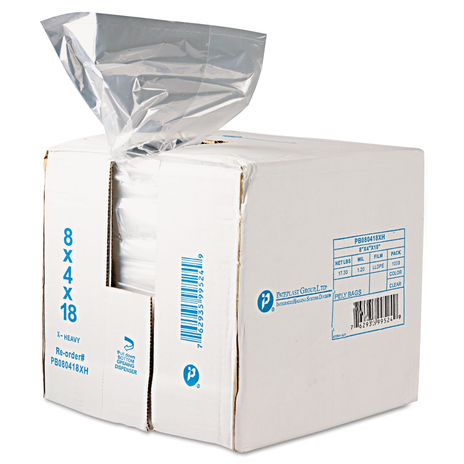 Inteplast Group Food Bags, 2 gal, 8" x 4" x 18", Clear, 1,000/Carton