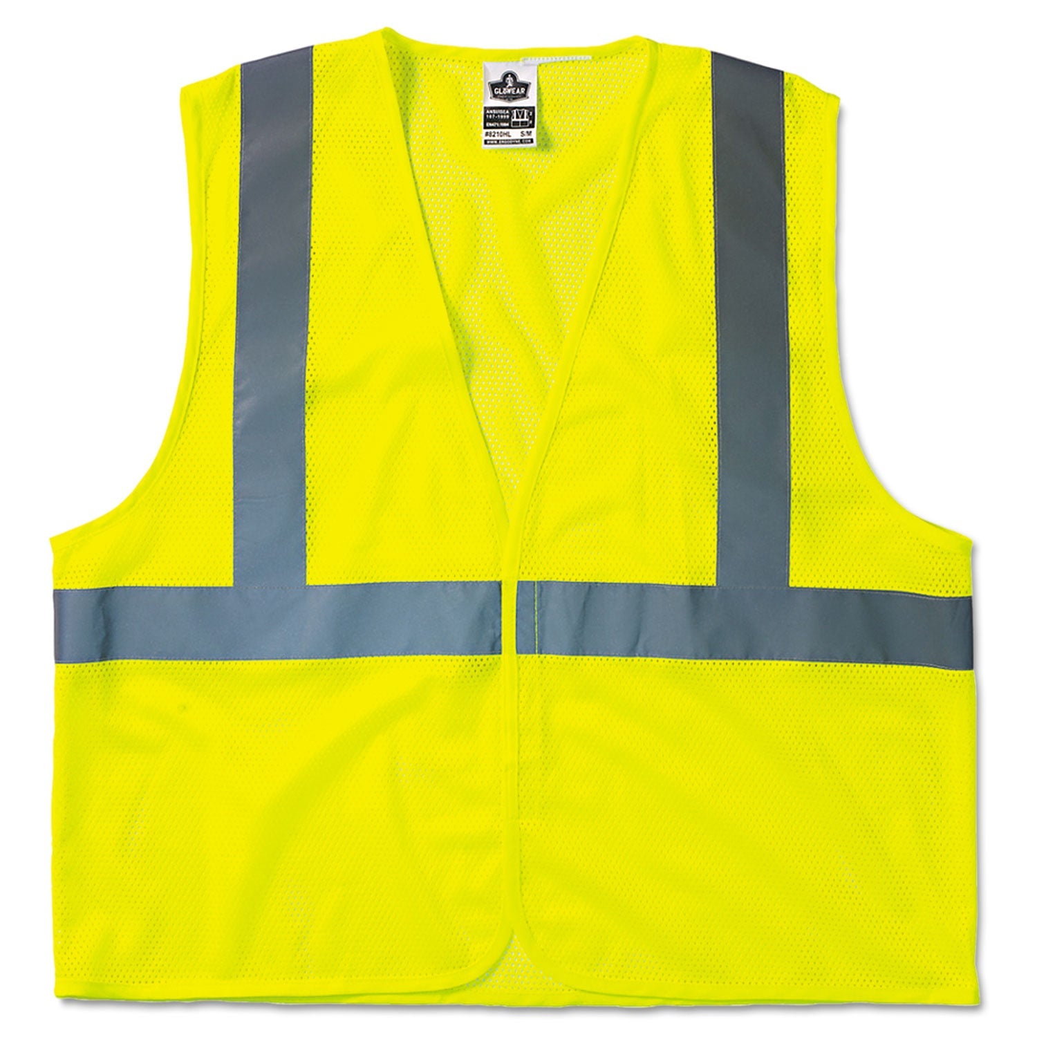 ergodyne® GloWear 8210HL Class 2 Economy Vest, Polyester Mesh, Hook Closure, Large to X-Large, Lime
