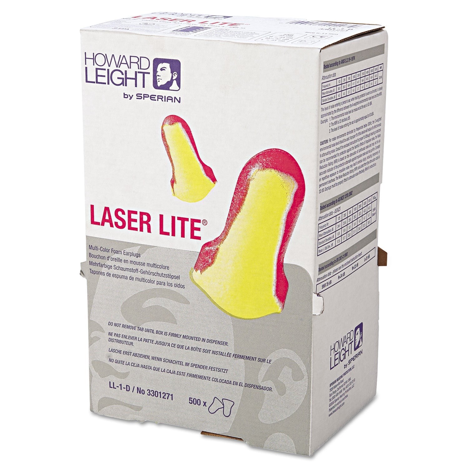 Howard Leight® by Honeywell Ll-1 D Laser Lite Single-Use Earplugs, Cordless, 32nrr, Ma/yw, Ls500, 500 Pairs