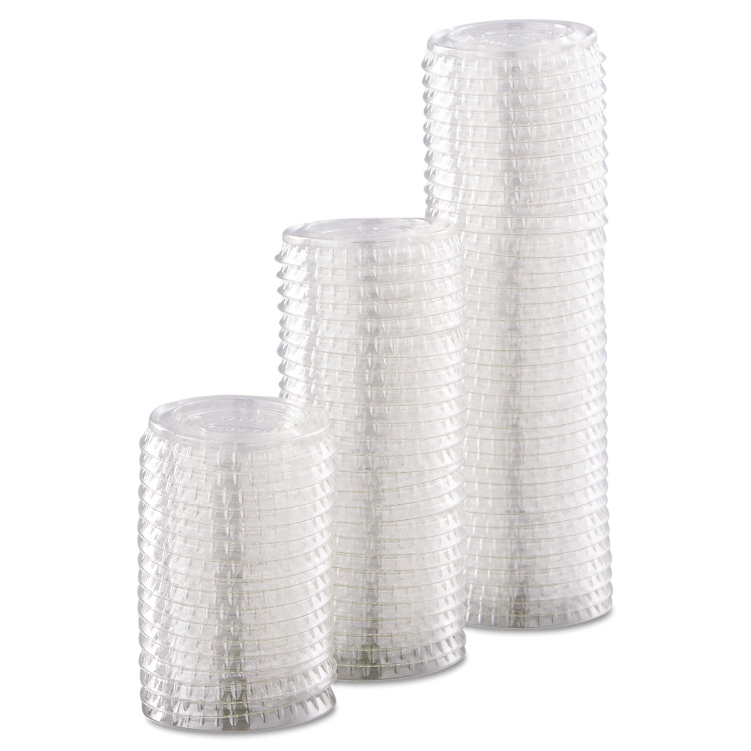 Dart® Portion/Souffle Cup Lids, Fits 0.5 oz to 1 oz Portion Cups, Plastic, Clear, 125/Pack, 20 Packs/Carton