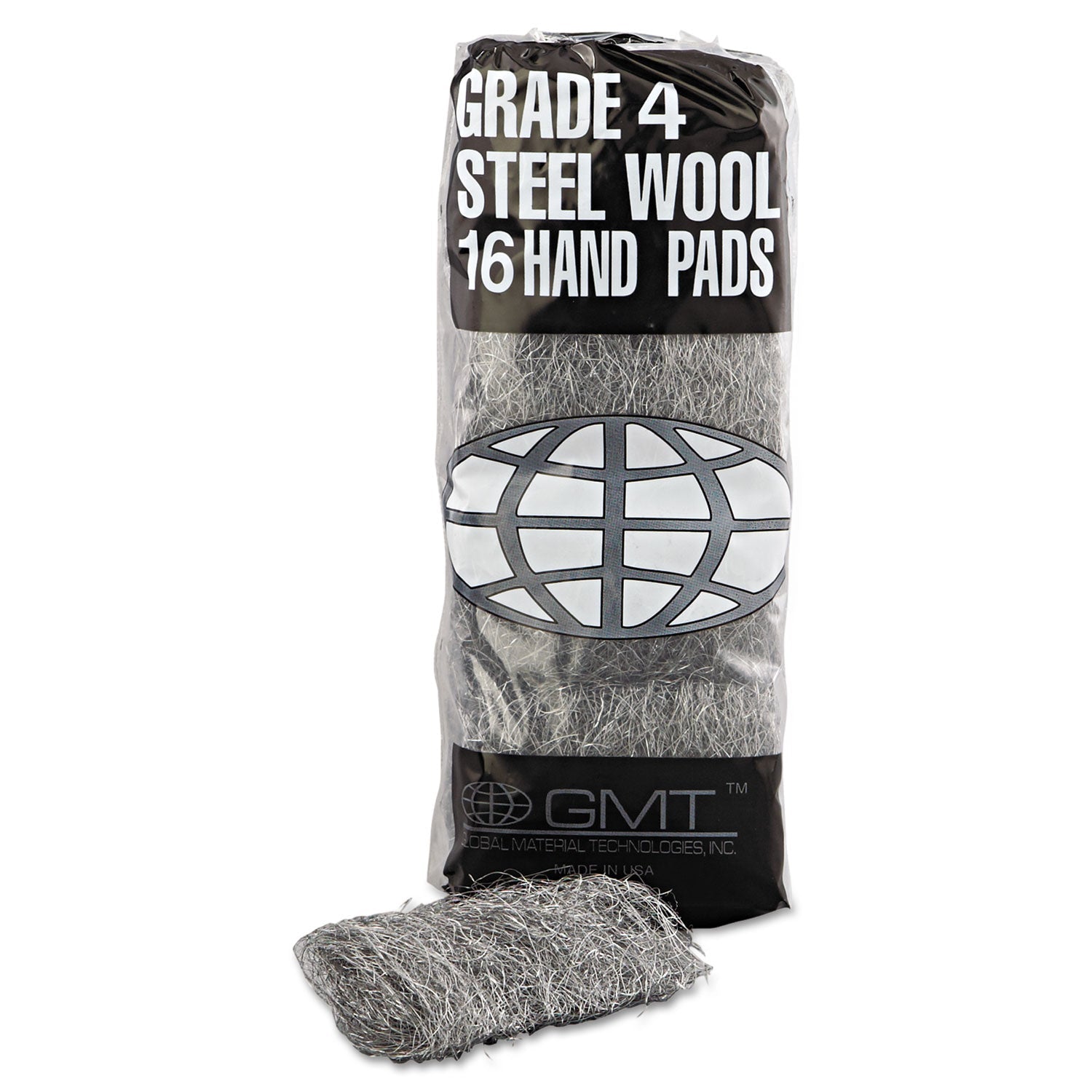 GMT Industrial-Quality Steel Wool Hand Pads, #4 Extra Coarse, Steel Gray, 16 Pads/sleeve, 12 Sleeves/carton - Bloom Skins