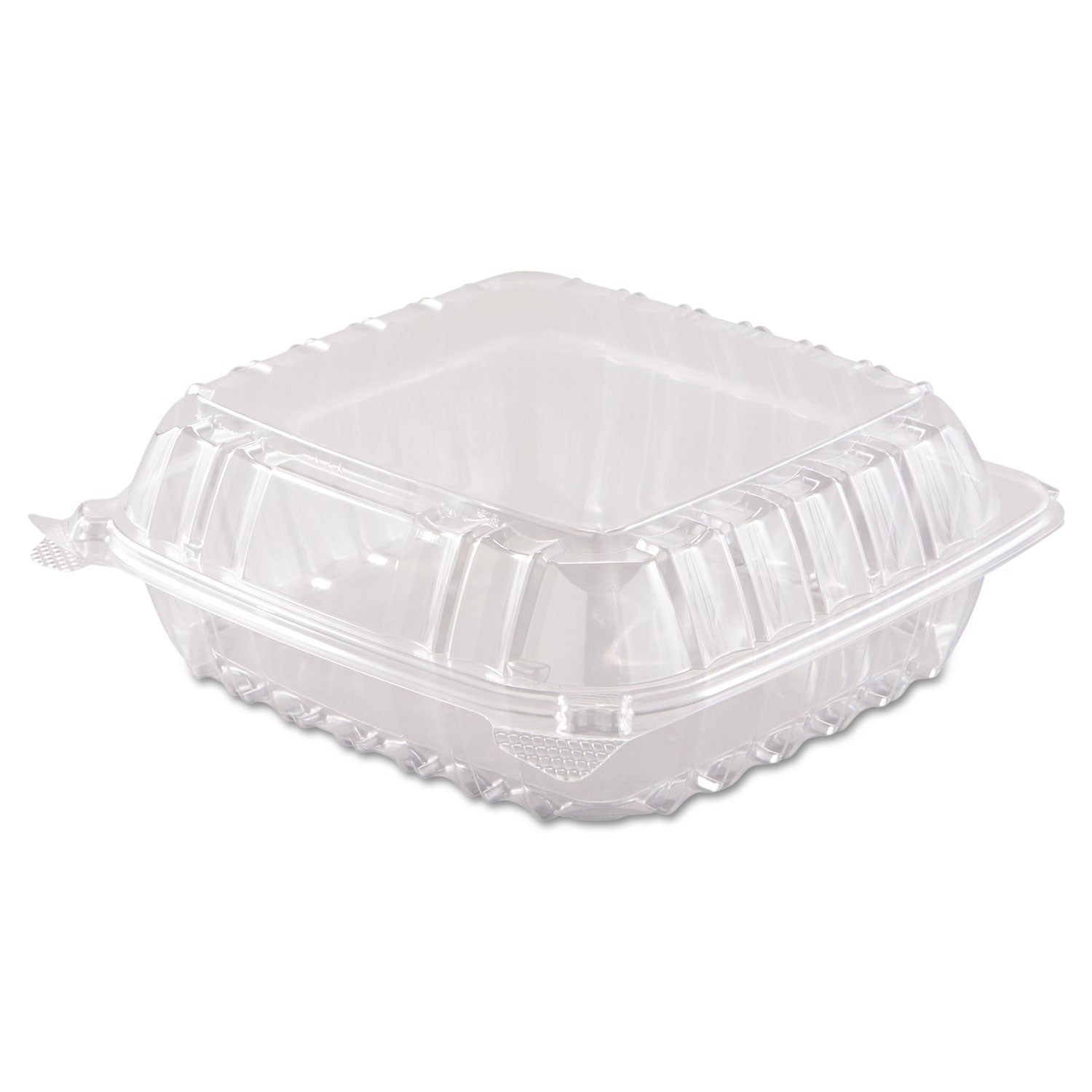 Dart® ClearSeal Hinged-Lid Plastic Containers, 8.3 x 8.3 x 3, Clear, Plastic, 250/Carton