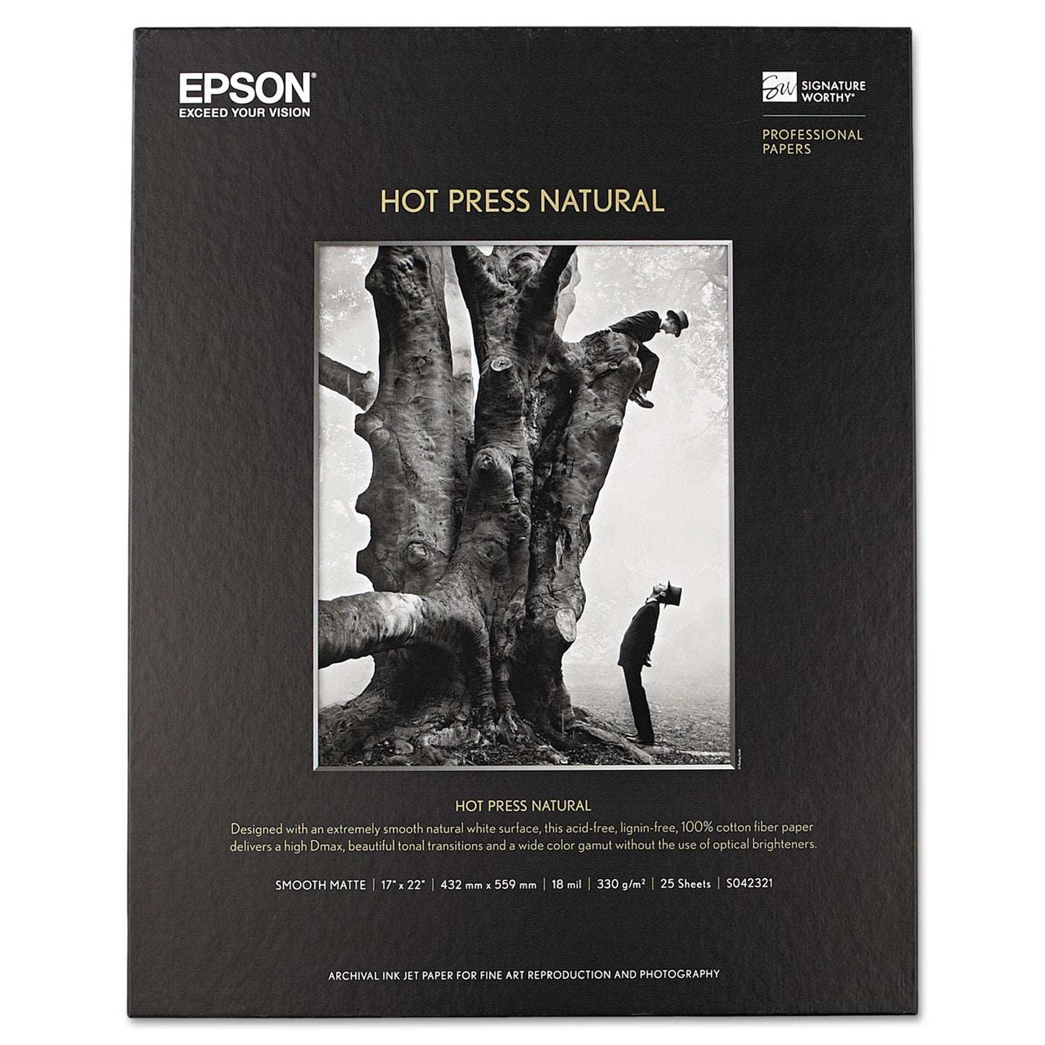 Epson® Hot Press Natural Fine Art Paper, 17 Mil, 17 X 22, Smooth Matte Natural, 25/pack