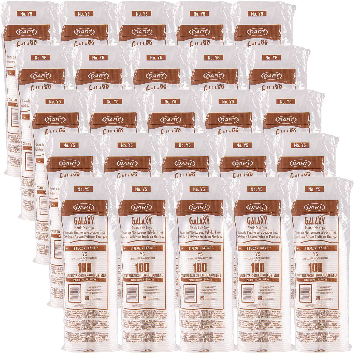 Dart® High-Impact Polystyrene Cold Cups, 5 oz, Plastic, Translucent, 100/Sleeve, 25 Sleeves/Carton