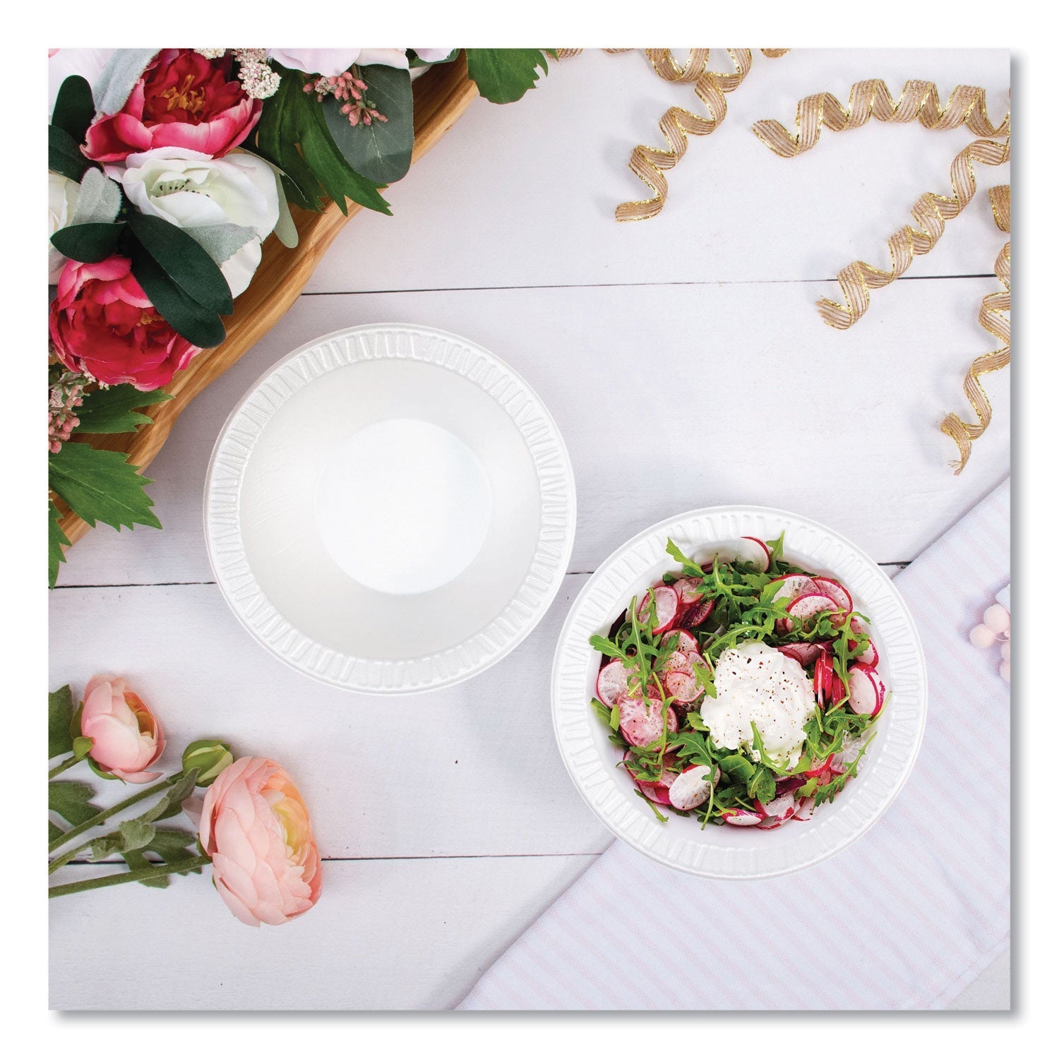 Dart® Quiet Classic Laminated Foam Dinnerware Bowls, 10 To 12 Oz, White, 125/pack, 8 Packs/carton - Bloom Skins