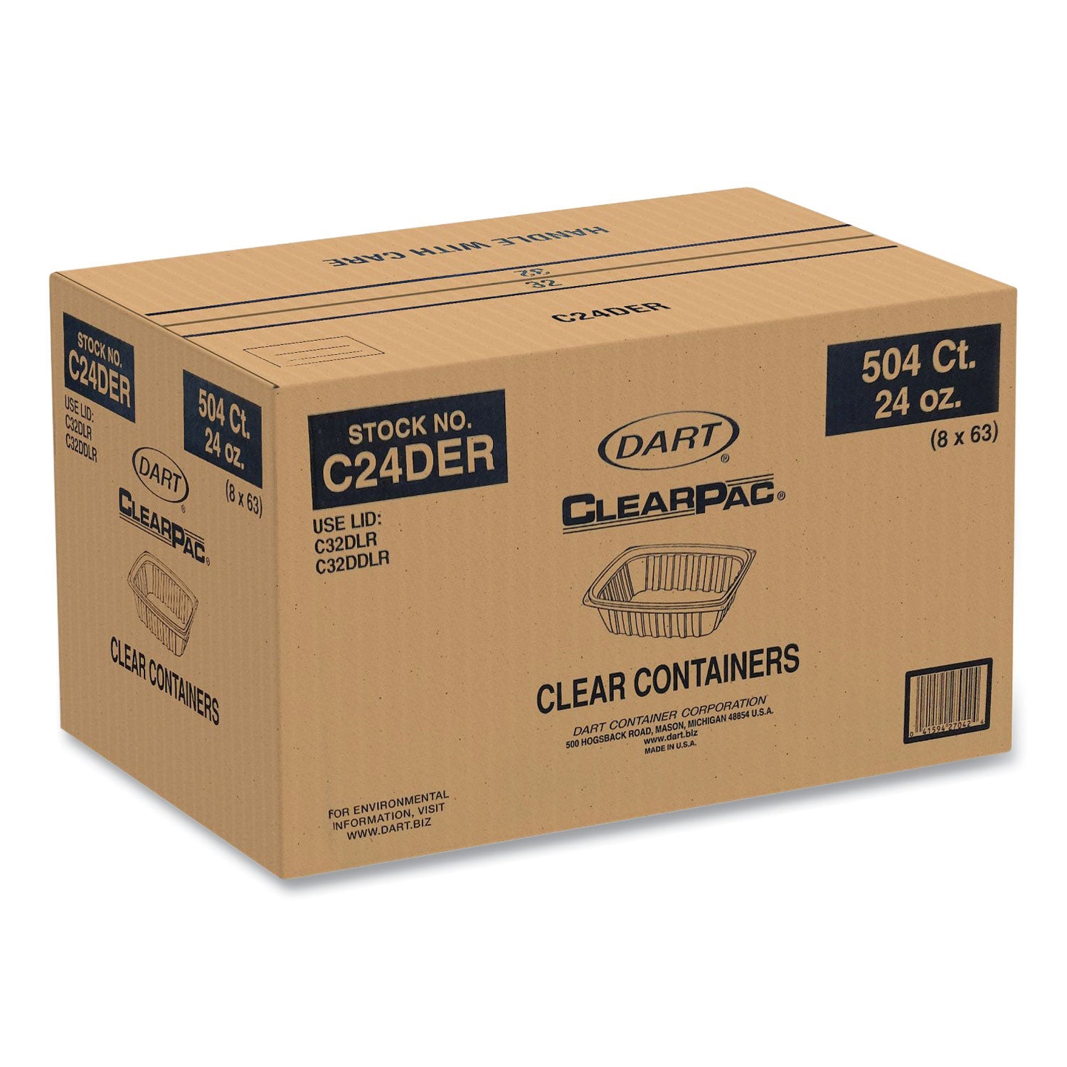 Dart® ClearPac Containers, 24 oz, 6.5 x 7.5 x 2, Clear, Plastic, 63/Pack, 8 Pack/Carton - Bloom Skins