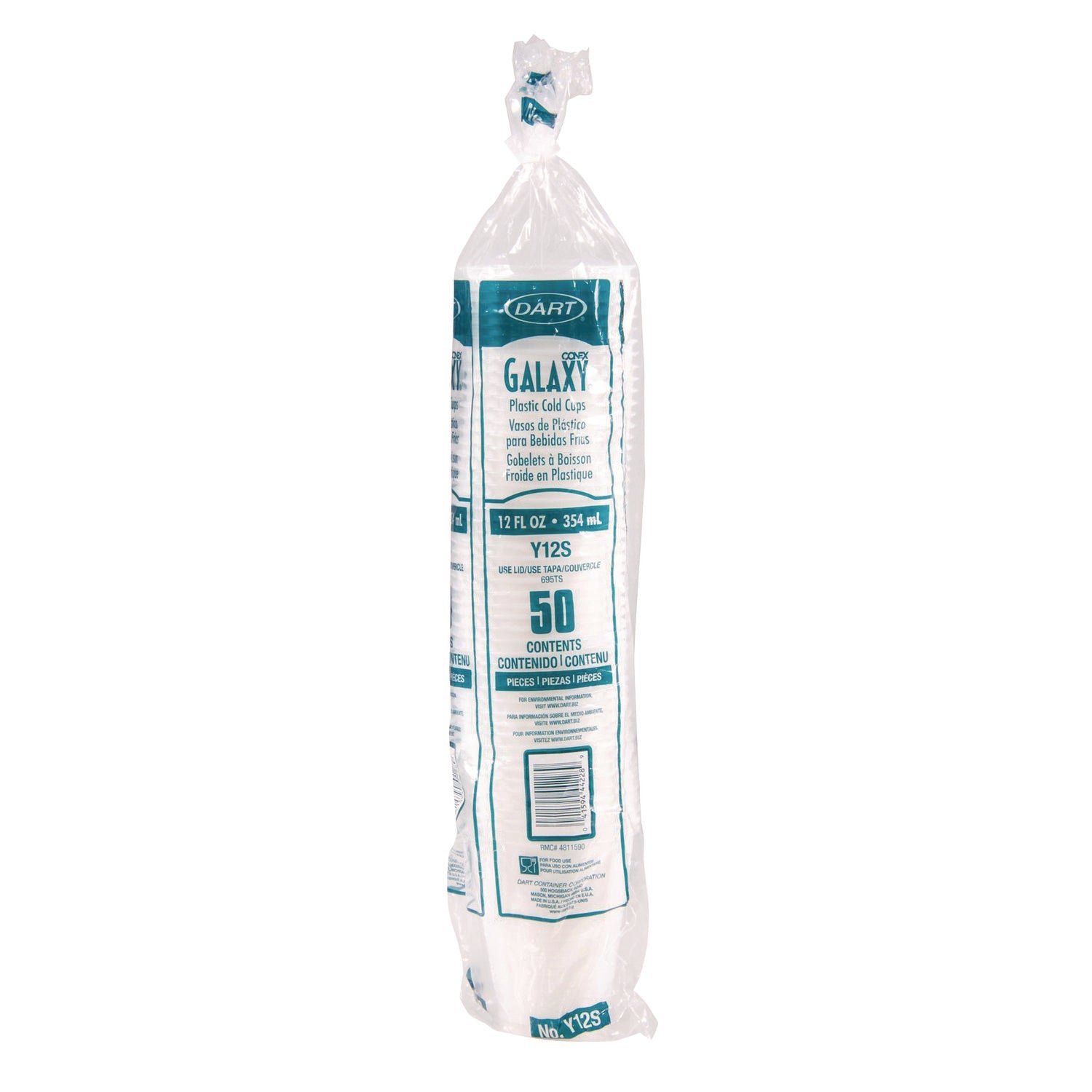 Dart® High-Impact Polystyrene Squat Cold Cups, 12 oz, Plastic, Translucent, 50/Pack