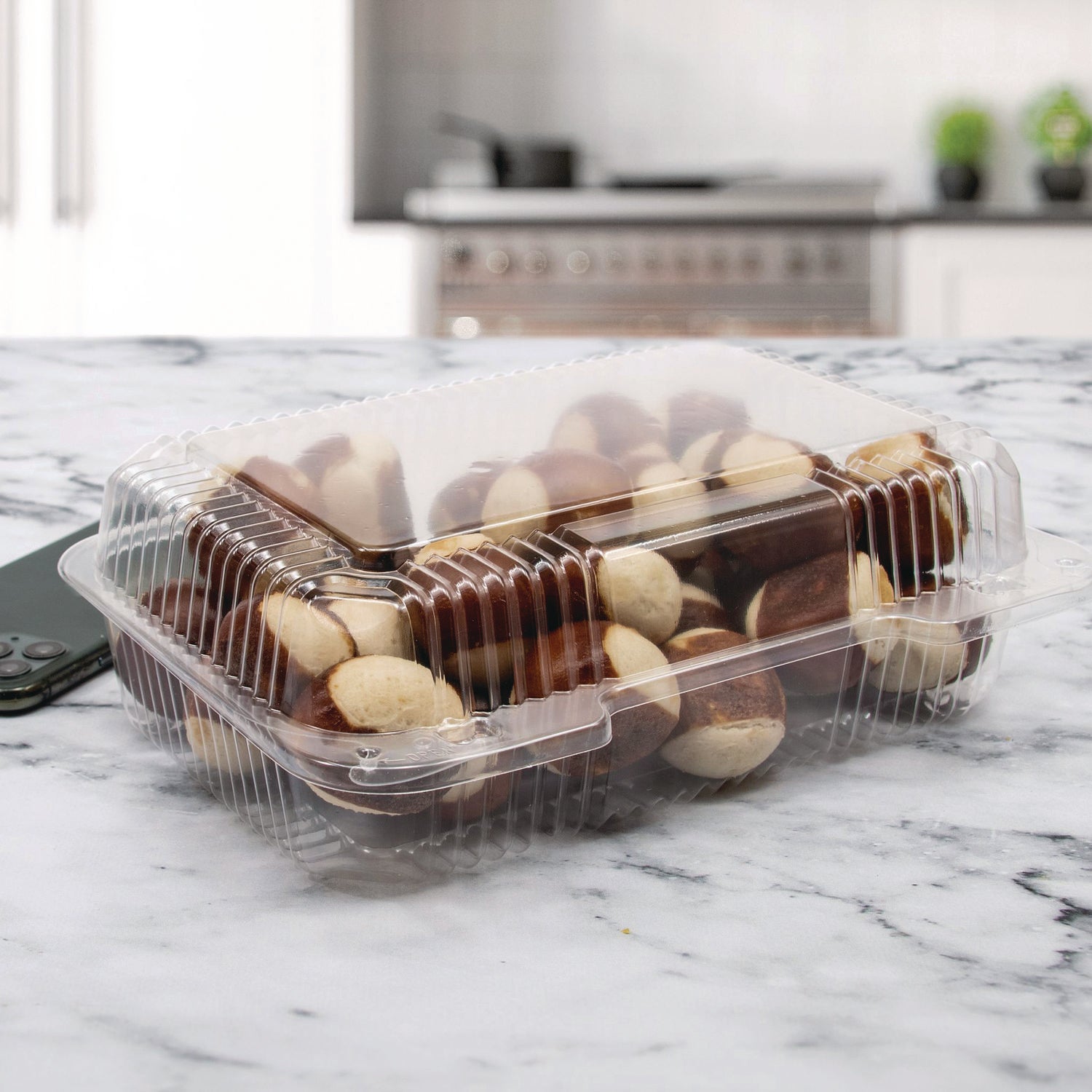 Dart® StayLock Clear Hinged Lid Containers, Oblong, 6.81 x 9.4 x 3.1, Plastic, 125/Bag, 2/Carton - Bloom Skins