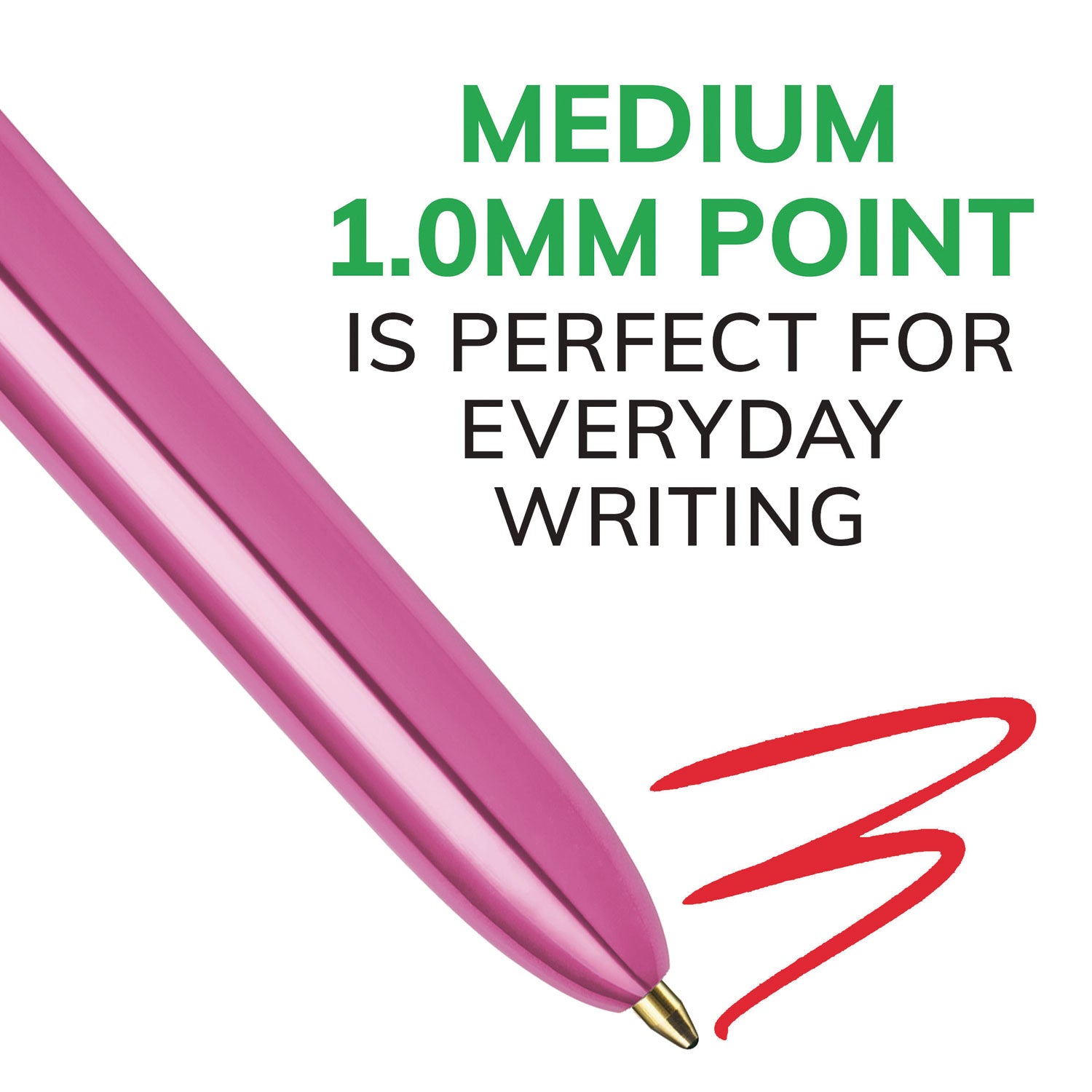 BIC® 4-Color Multi-Color Ballpoint Pen, Retractable, Medium 1mm, Black/Blue/Green/Red Ink, Blue/White Barrel