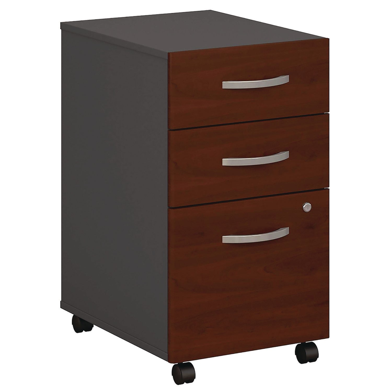 Bush® Series C Mobile Pedestal File, Left/right, 3-Drawers: Box/box/file, Legal/letter/a4/a5, Cherry/gray, 15.75" X 20.25" X 27.88"