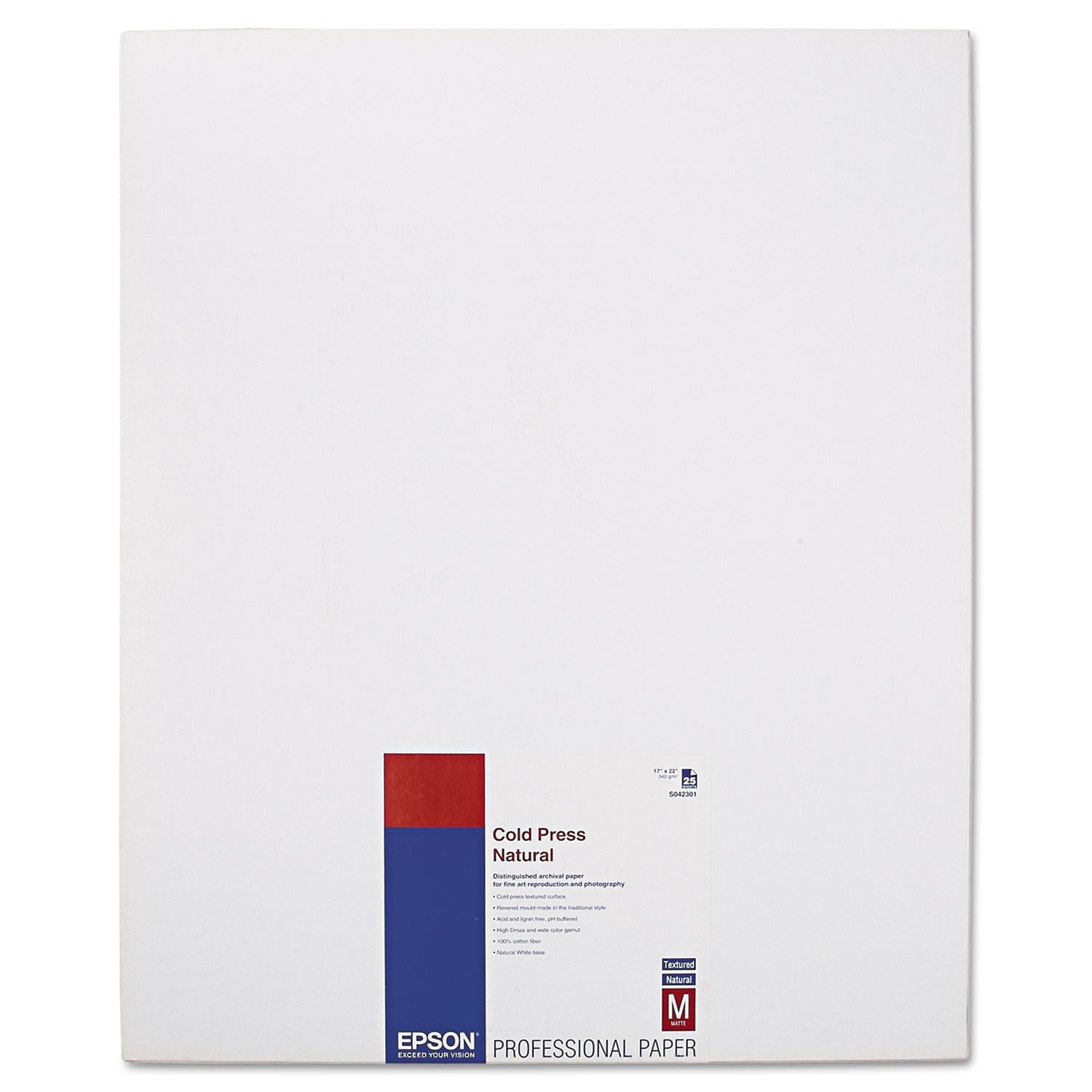 Epson® Cold Press Fine Art Paper, 21 Mil, 17 X 22, Textured Matte Natural, 25/pack