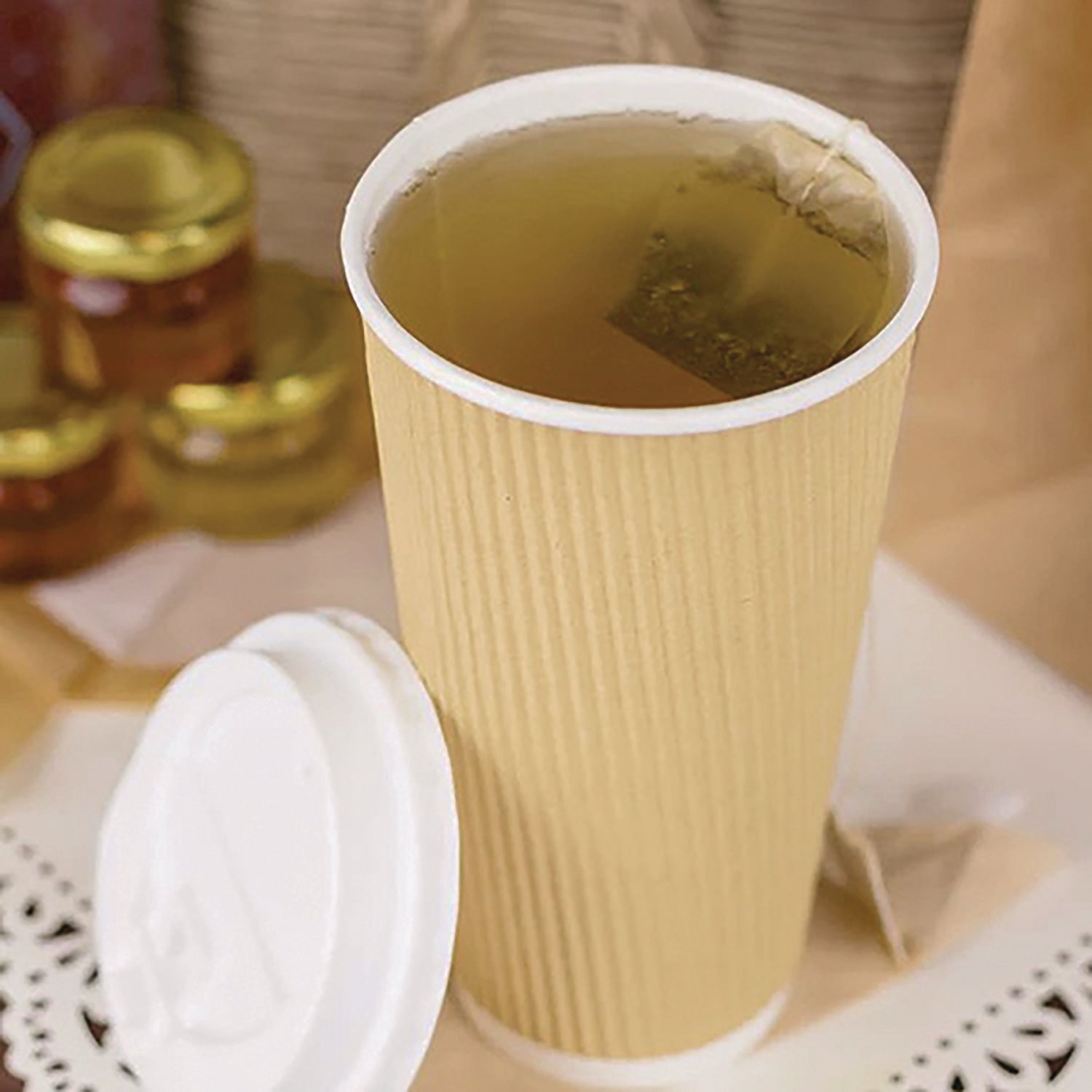 Karat® Ripple Hot Cups, 20 oz, Paper, Kraft/White, 500/Carton