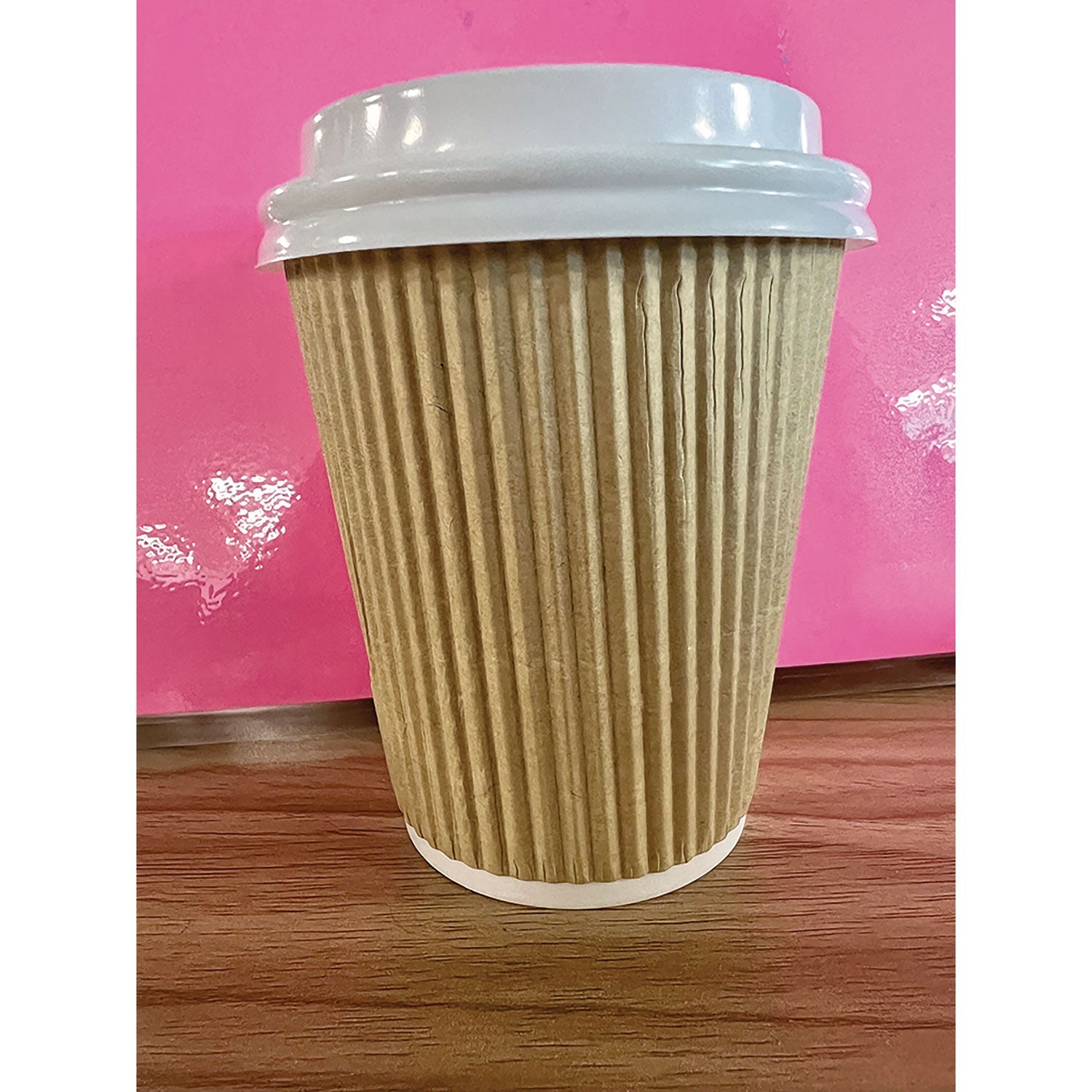Karat® Ripple Hot Cups, 8 oz, Paper, Kraft/White, 500/Carton - Bloom Skins