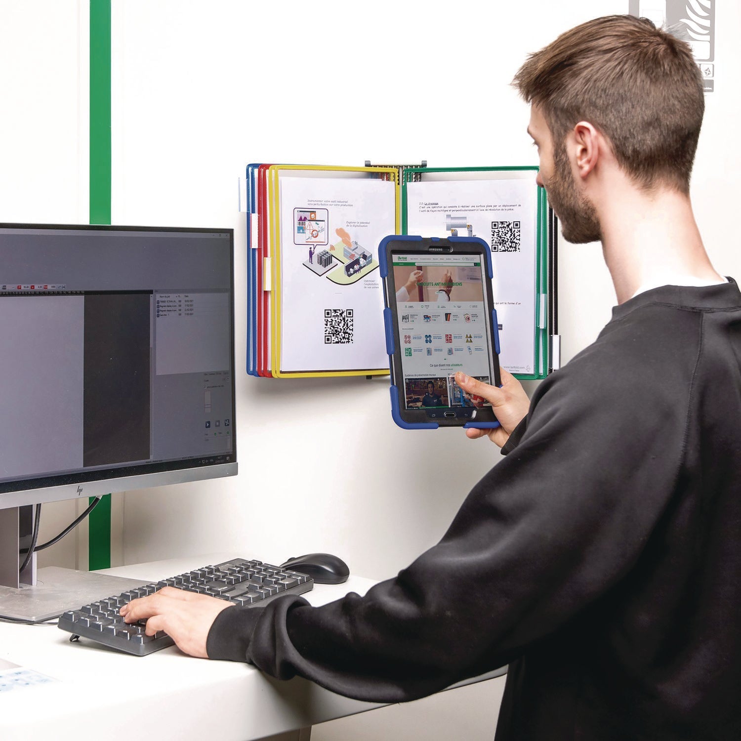 djois® by Tarifold Wall Unit Reference Starter Set, 10 Panels with Assorted Color Borders, White Base - Bloom Skins