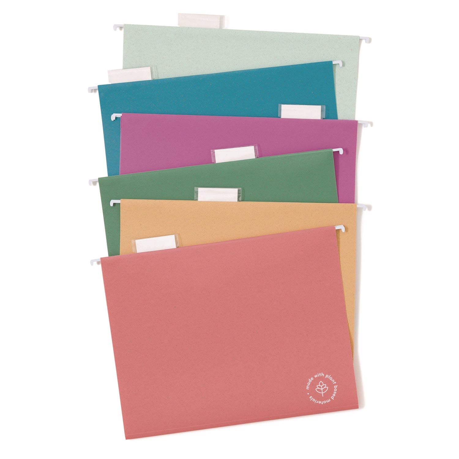 U Brands U-Eco Hanging File Folders, Letter Size, 1/5-Cut Tabs, Assorted, 12/Pack