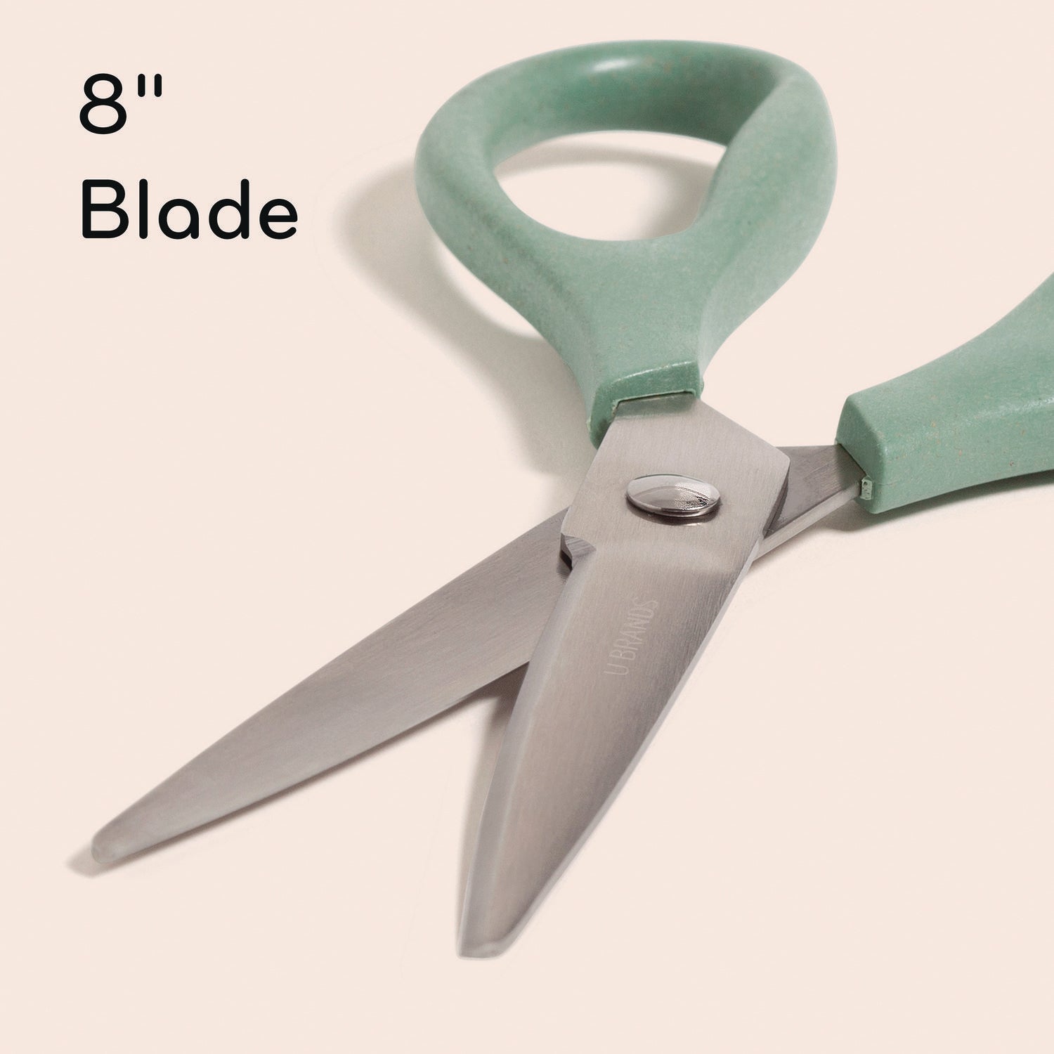 U Brands U-Eco Scissors, 9.45" Long, 3" Cut Length, Straight Assorted Color Handles, 3/Pack